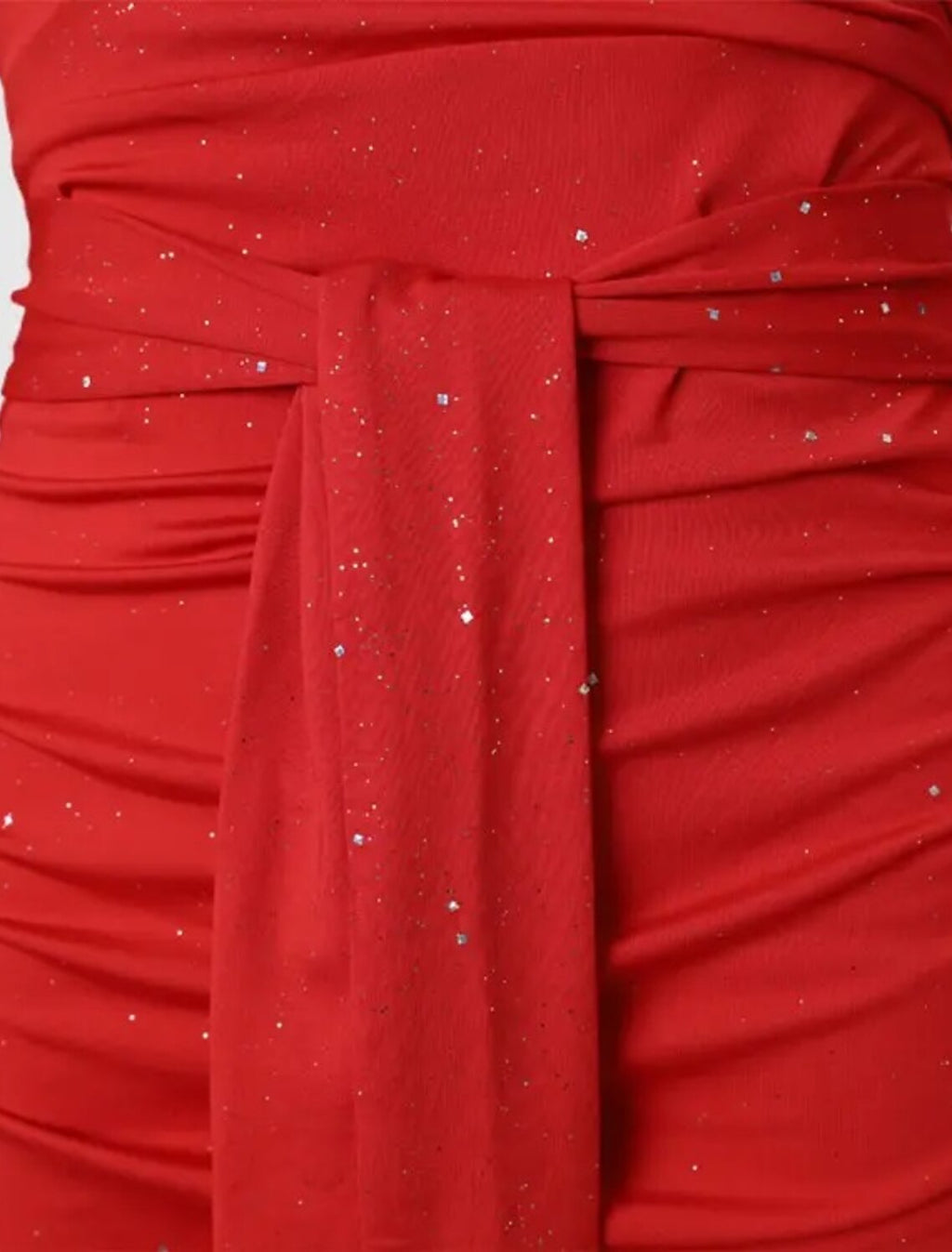 Red Glitter Off-the-Shoulder Sheath Knee-Length Dress