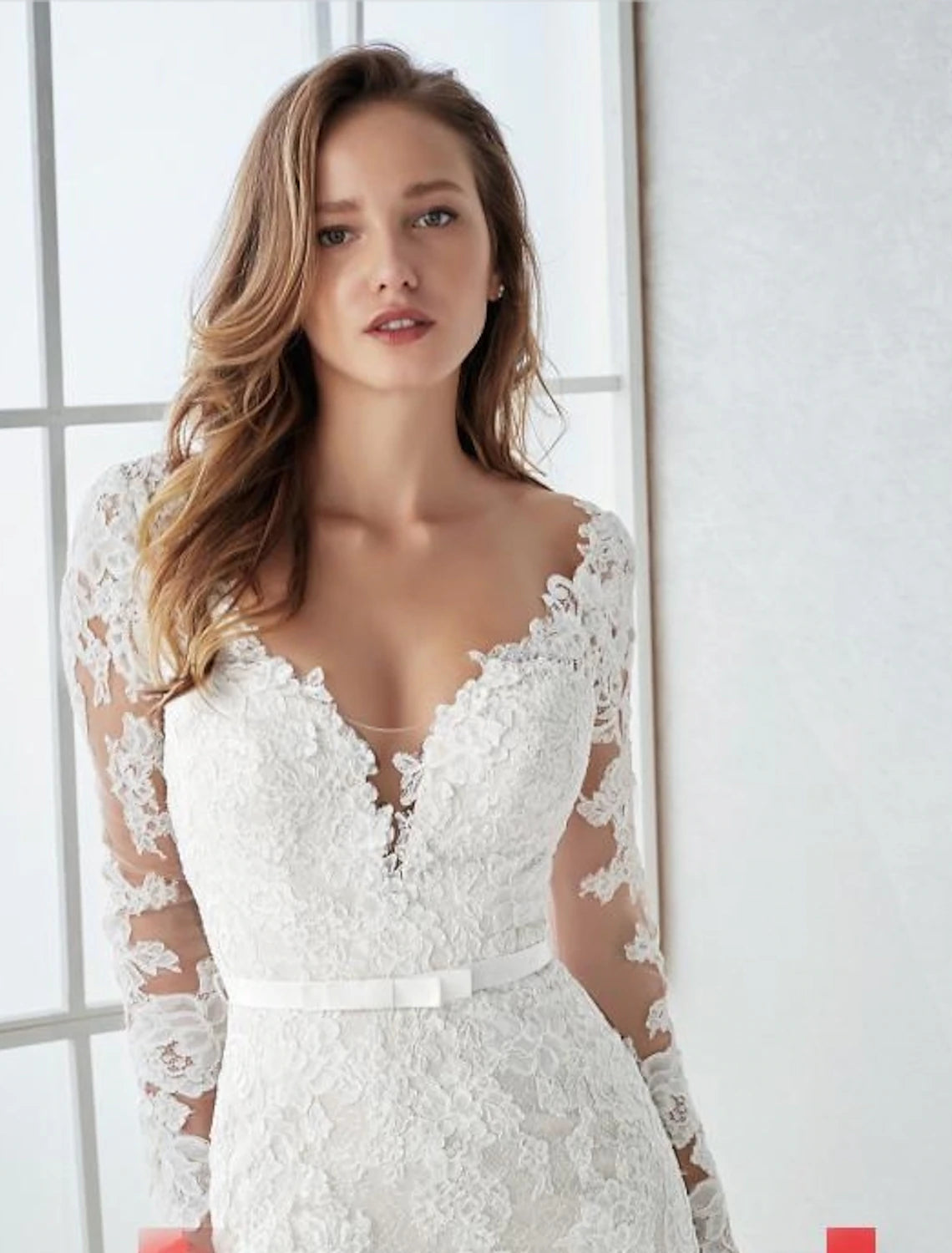 Ivory Lace Mermaid Evening Gown with Illusion Back