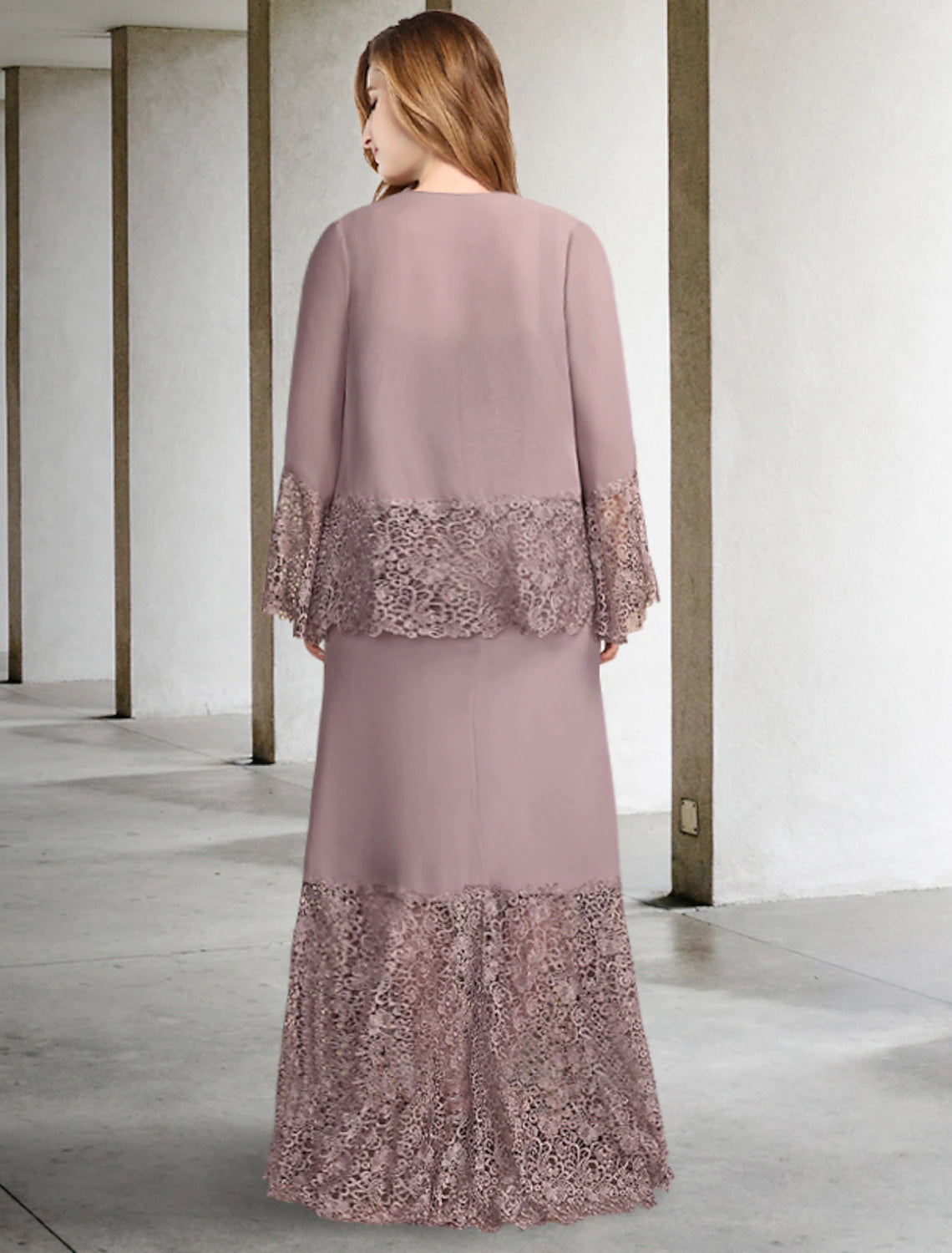 Vestido de dos piezas de corte A para madre de la novia, talla grande, para ocultar la curva del vientre, elegante, formal, asimétrico, sin mangas, cuello cuadrado, de gasa con apliques.