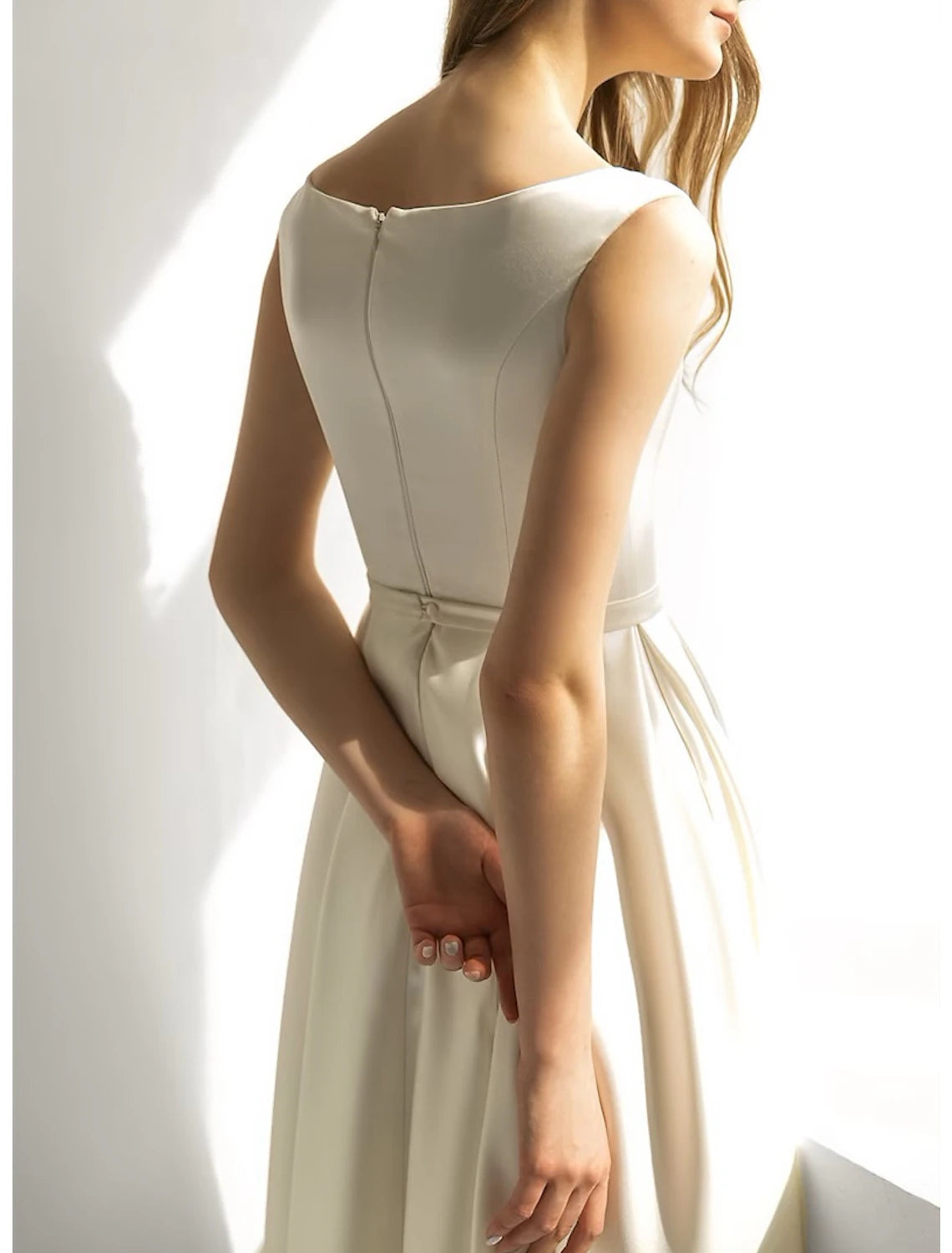 Bridal Shower Simple Wedding Dresses Wedding Dresses A-Line Sweetheart Long Sleeve Tea Length Chiffon Bridal Gowns With Ruched Split Front 2025 Summer Wedding Party