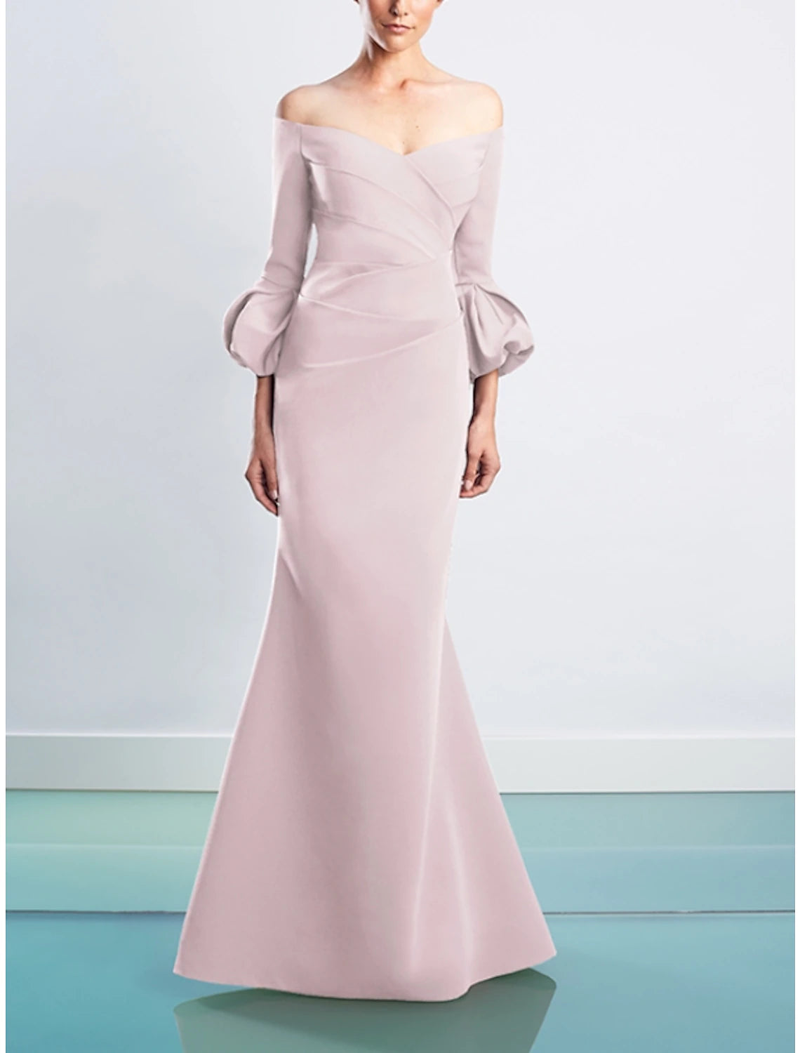 Sheath / Column Evening Gown Elegant Dress Fall Floor Length 3/4 Length Sleeve Off Shoulder Fall Wedding Reception  Fabric with Ruched 2025