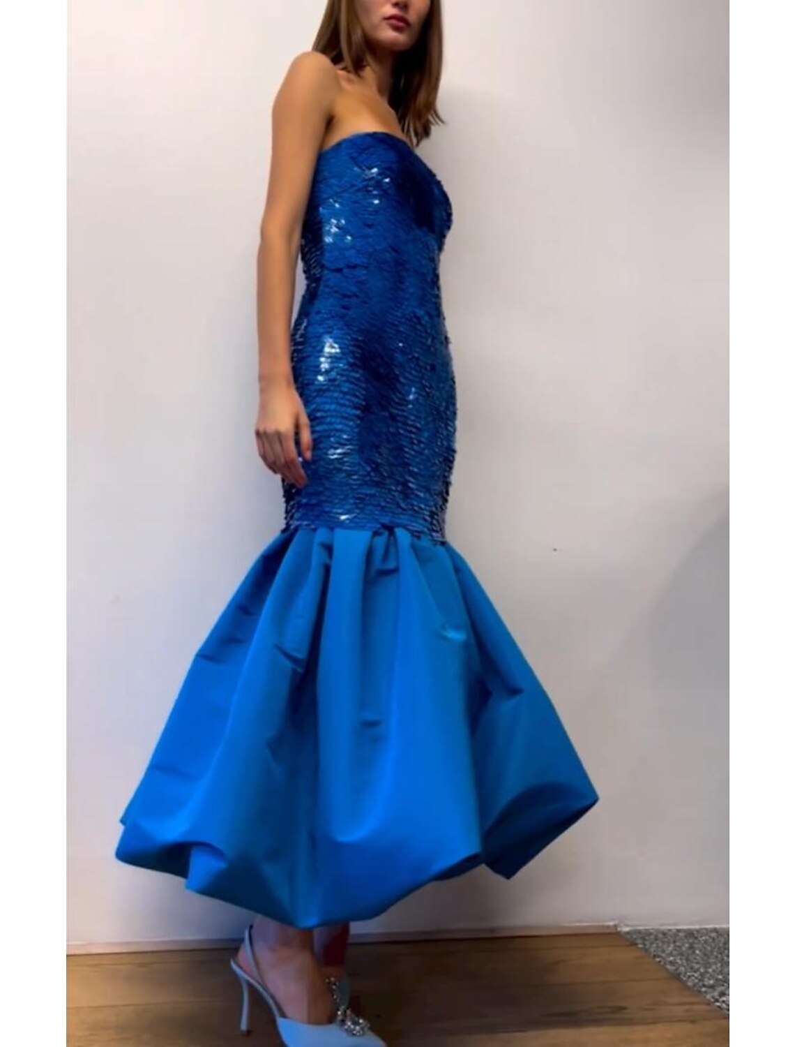 Mermaid / Trumpet Homecoming Dresses Vintage Dress Party Wear Prom Ankle Length Sleeveless Strapless Sequined with Sequin