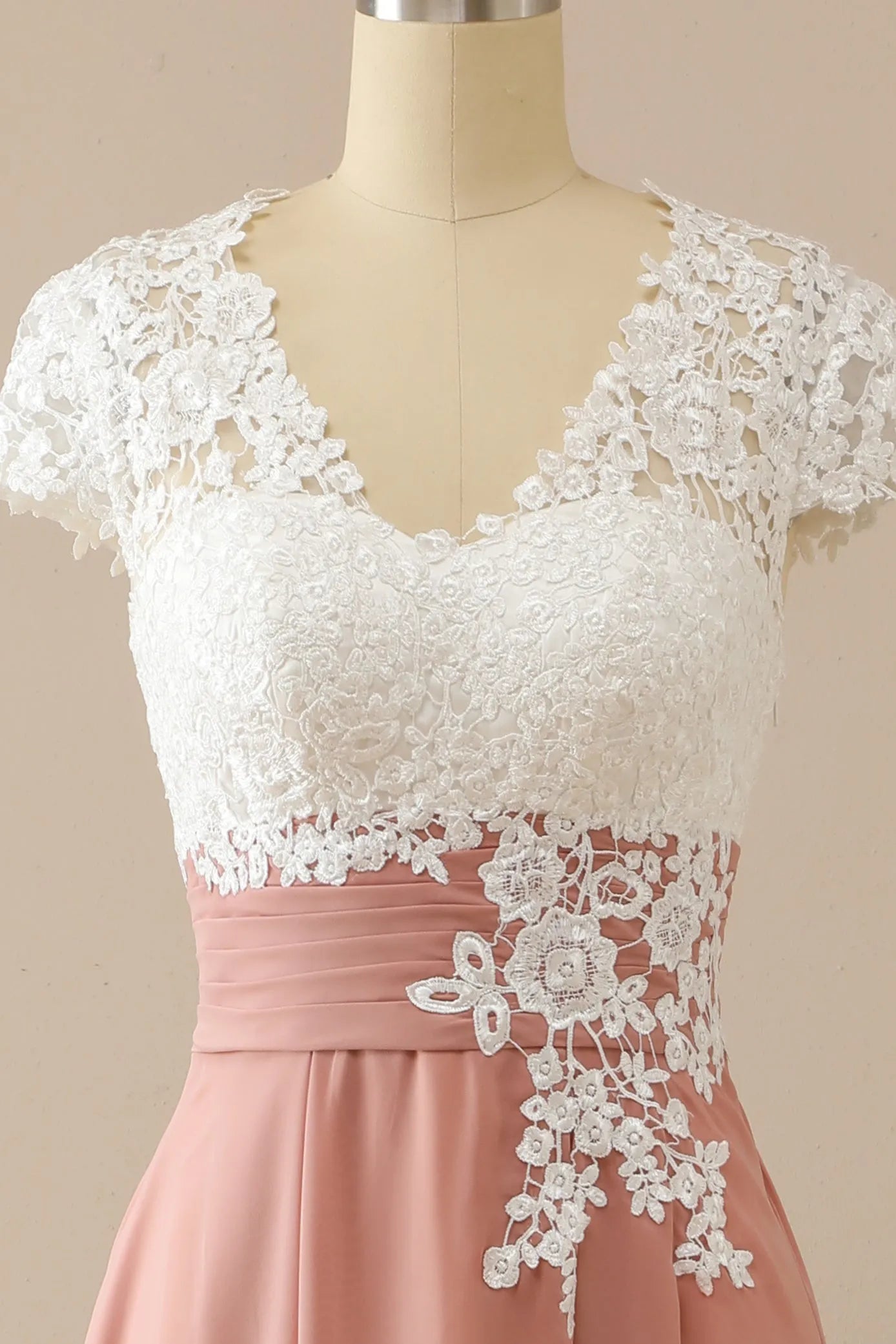 Blushing Pink A-Line Tea-Length Bridesmaid Dress