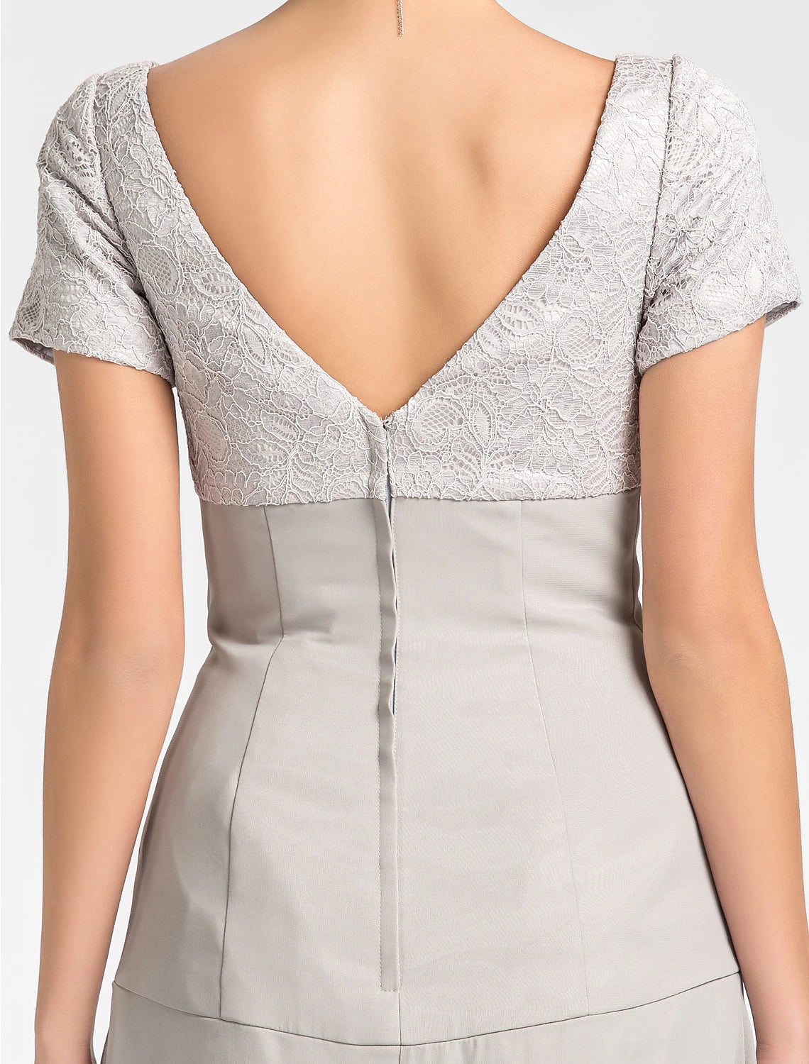 Abito da madre della sposa a trapezio con scollo a V asimmetrico, in chiffon, a maniche corte, con pieghe e fiori