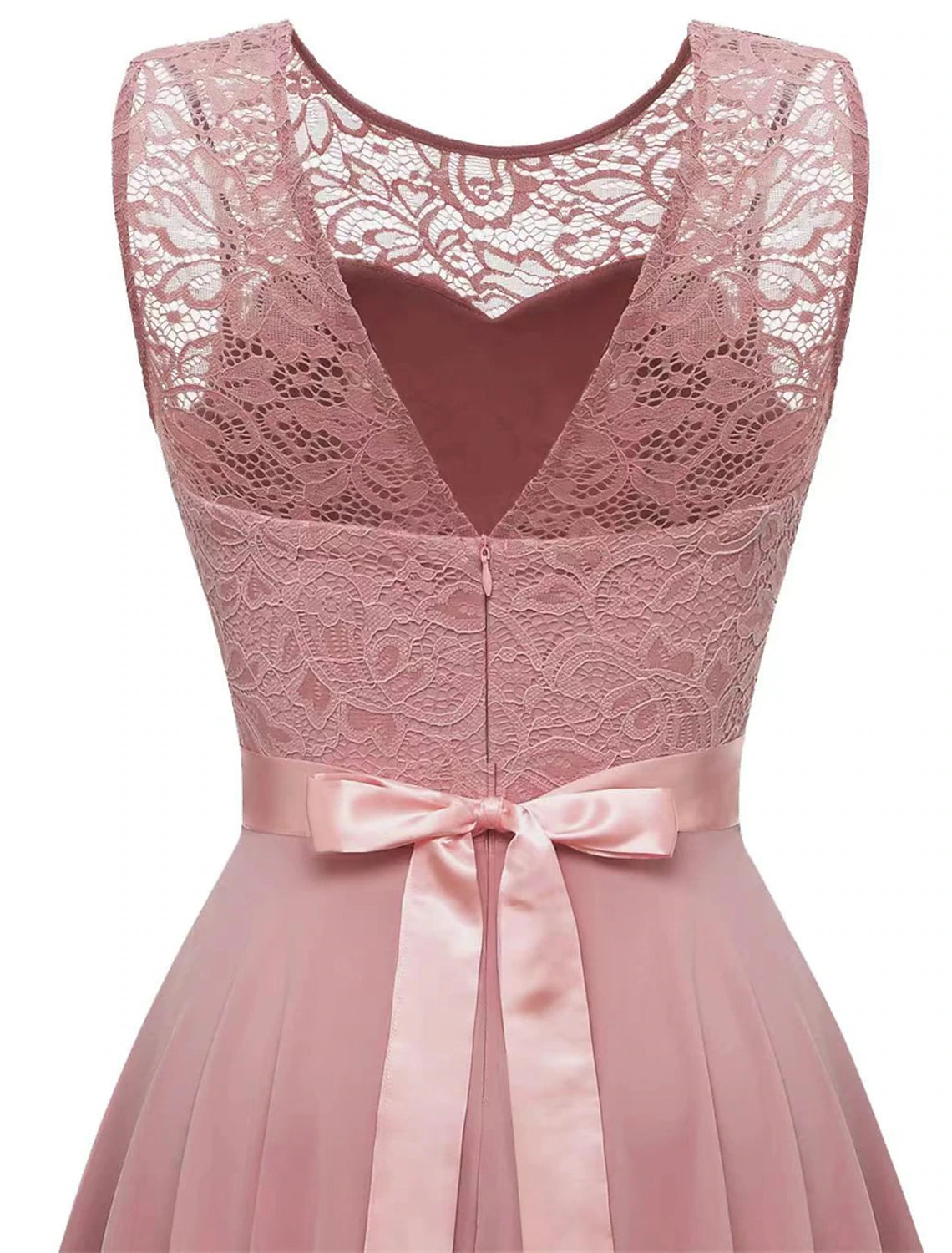 Abito da festa da donna, abito in pizzo, abito da ballo, abito midi, rosa, vino, blu, senza maniche, in pizzo, colore puro, estivo, primaverile, girocollo, festa, compleanno, sera, festa, ospite di nozze