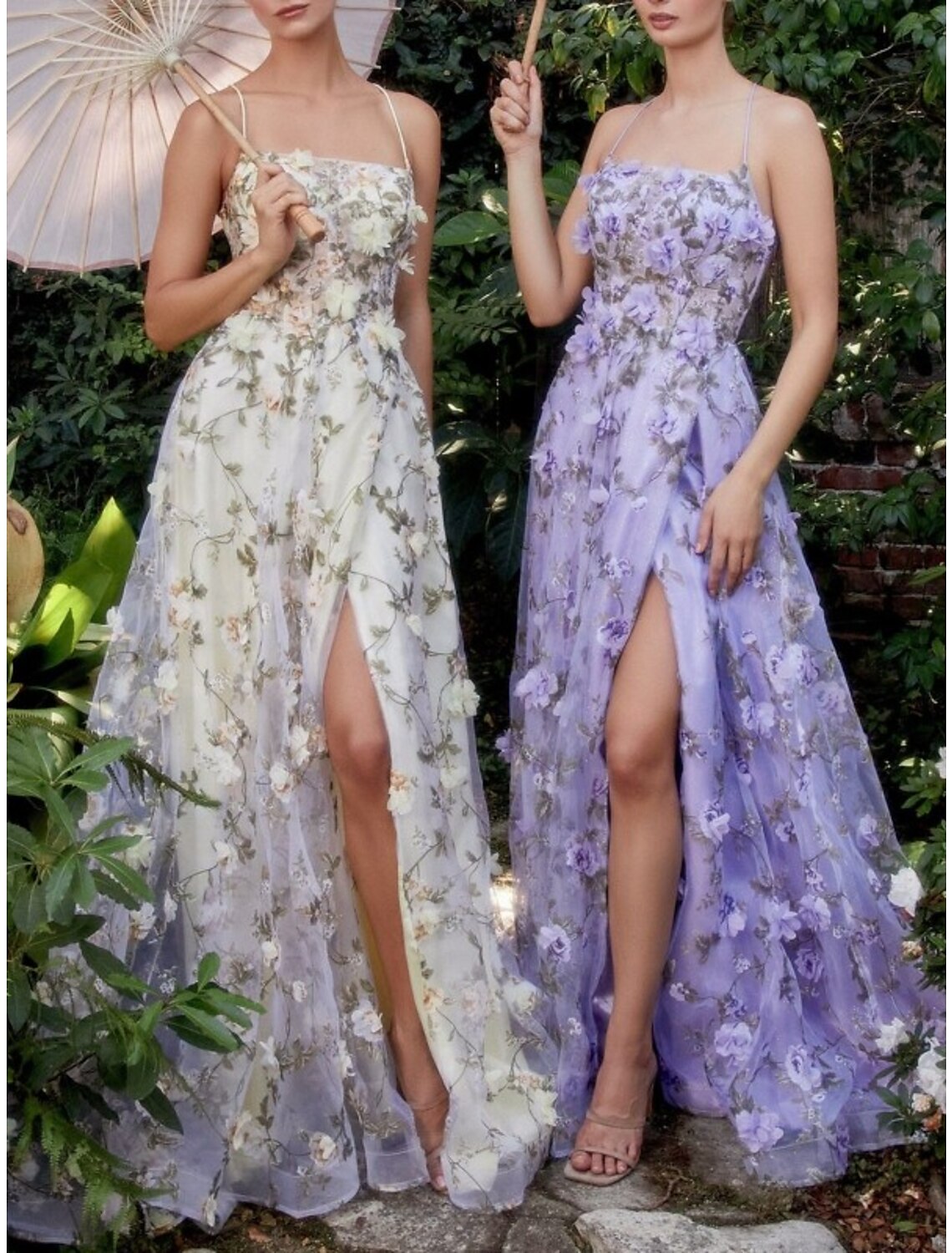 Abiti da ballo a tubino/colonna, abiti floreali, invitati a nozze, feste di nozze, strascico, senza maniche, spalline sottili, in pizzo, schiena scoperta con spacchi applicati