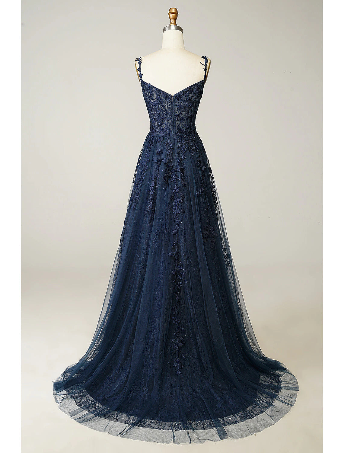 Abito da ballo a trapezio, abito trasparente, abito da ballo formale, strascico a ruota, senza maniche, scollo a cuore, in tulle, senza schienale, con applicazioni di perline e spacchi