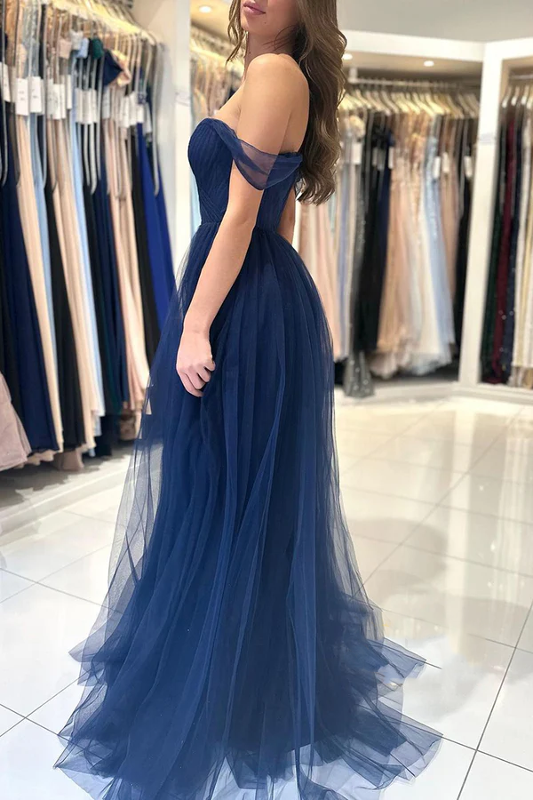 Vestido de noche formal de corte A con escote en forma de corazón de gasa plisada y bola larga