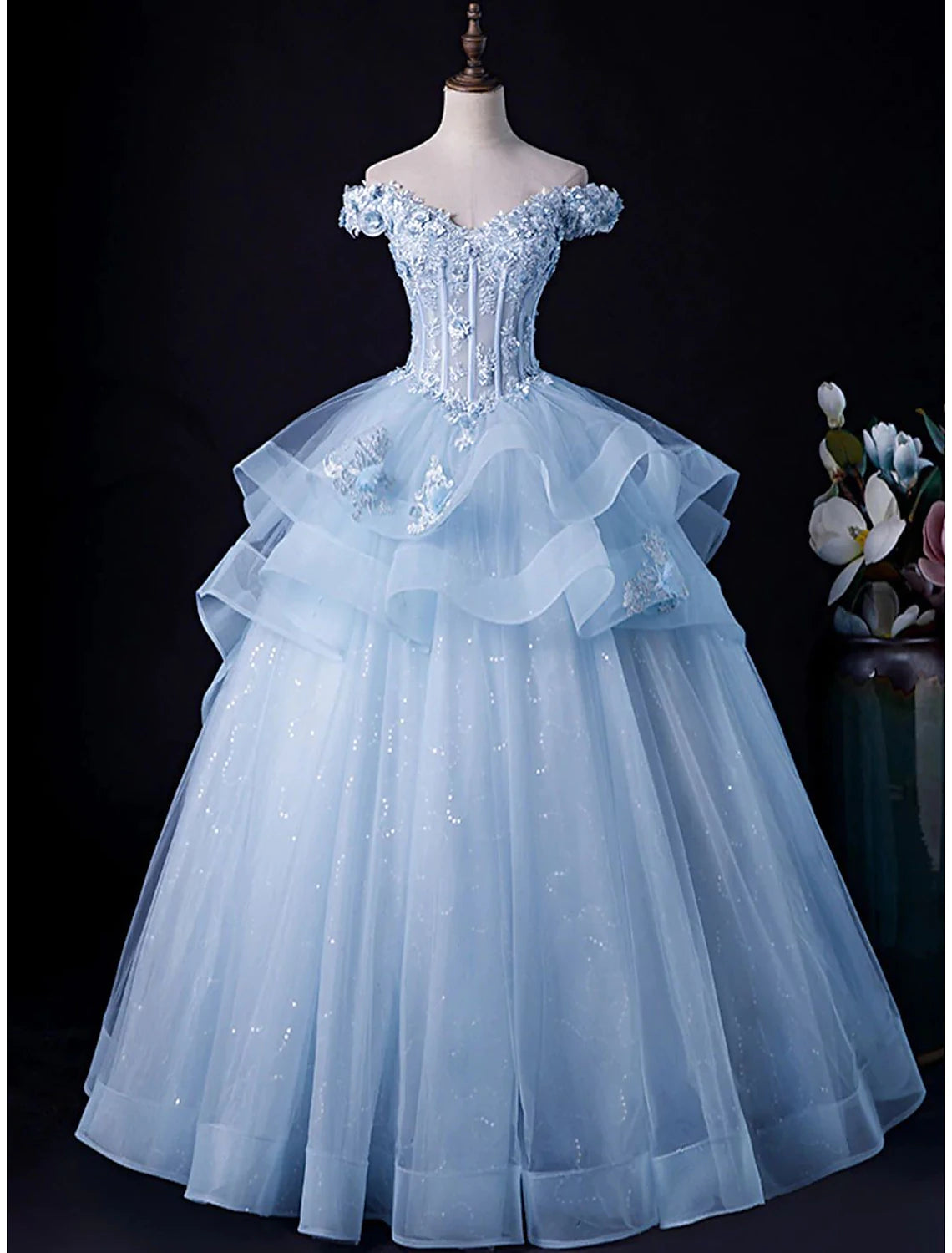 Vestido de noche minimalista, formal, para invitados de boda, largo hasta el suelo, sin mangas, hombros descubiertos, de tul, sin espalda, con pliegues y apliques.