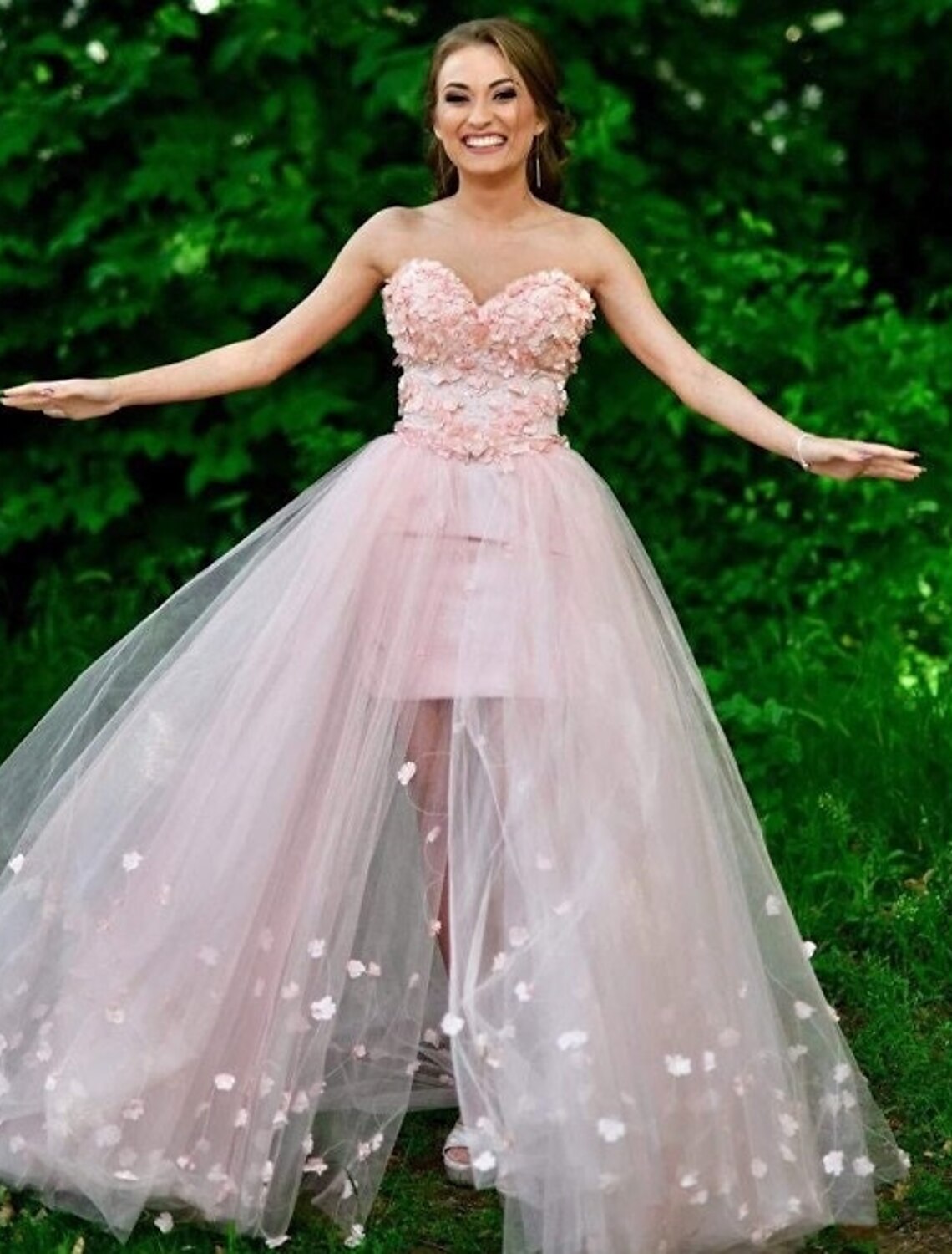Abiti da ballo a tubino / colonna, abiti da ballo a sirena, da sposa, da festa, senza maniche, con strascico a ruota, in tulle con applicazioni ricamate