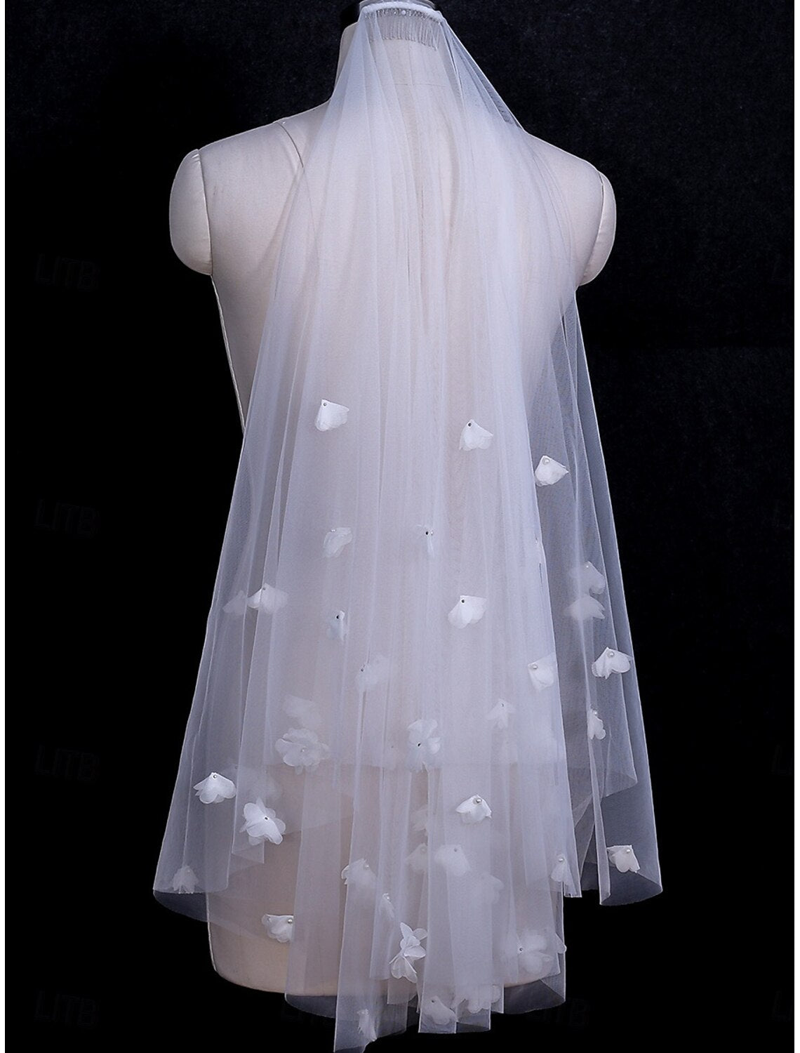 Jimiss - Velo de novia de una sola capa, contemporáneo y de moda, con lazo.