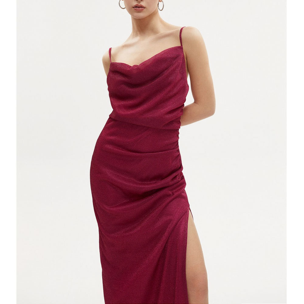 Vestidos de noche elegantes, sexys, con tirantes finos y largos hasta el suelo