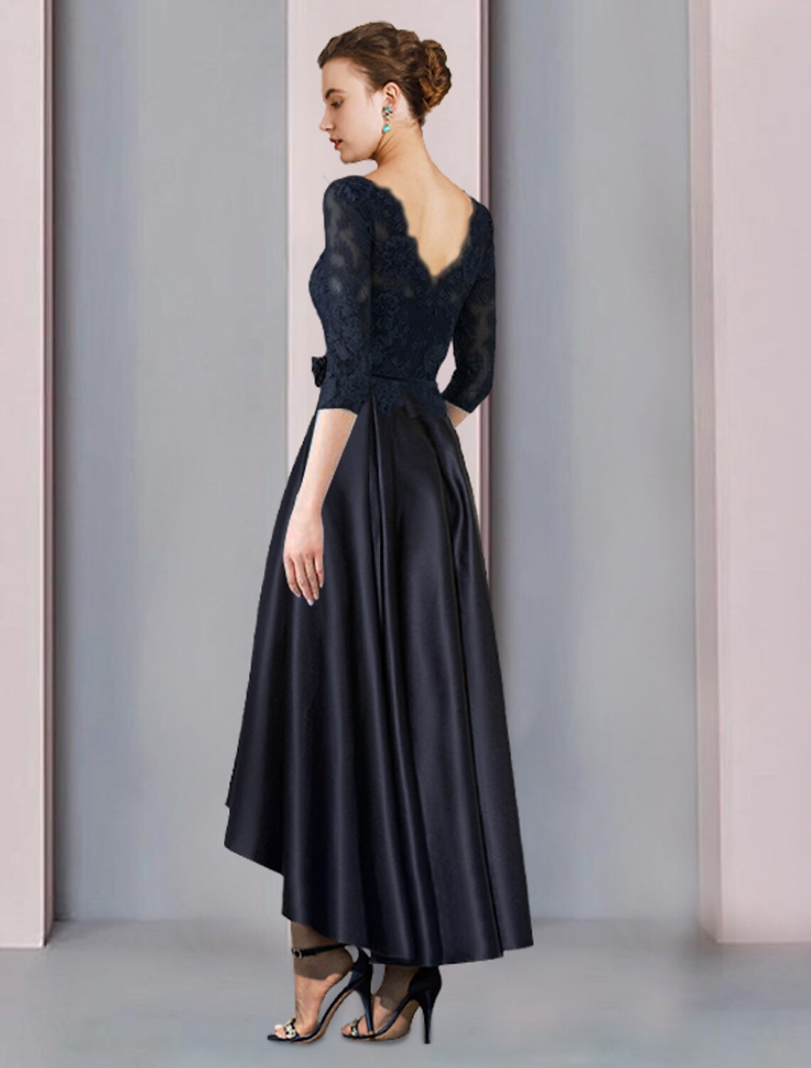 A-Line Mother of the Bride Dress Wedding Guest Elegant High Low Scoop – JiMiss Dresses