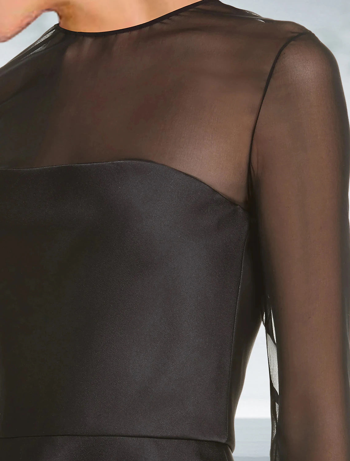 A-Line Cocktail Dresses Elegant Black Dress Plus Size Wedding Guest Party Wear Tea Length Long Sleeve Jewel Neck Gothic Satin with Pleats