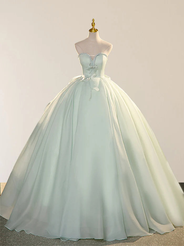 Mint Green Sweetheart Ball Gown Floor-Length Chiffon Evening Dress
