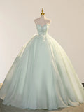 Mint Green Sweetheart Ball Gown Floor-Length Chiffon Evening Dress