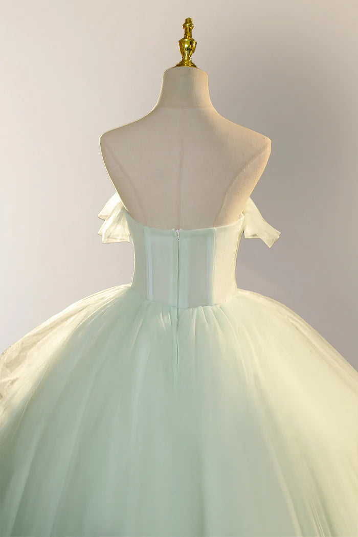 Mint Green Sweetheart Ball Gown Floor-Length Chiffon Evening Dress