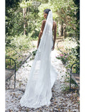 White Chiffon Sheath/column Floor-Length Bridesmaid Dress - Straight Neck Backless