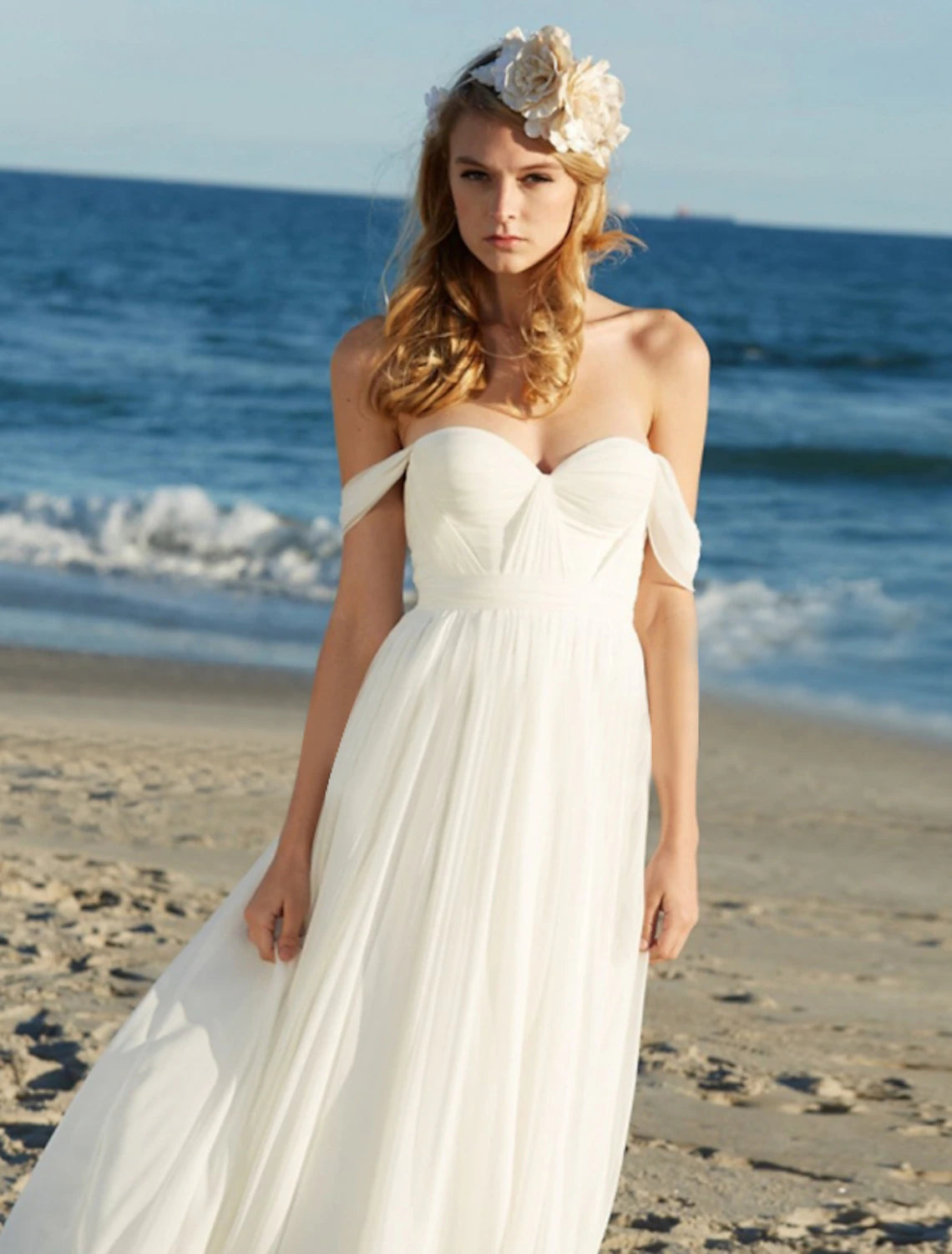 Ivory Chiffon A-Line Sweetheart Floor-Length Bridesmaid Dress