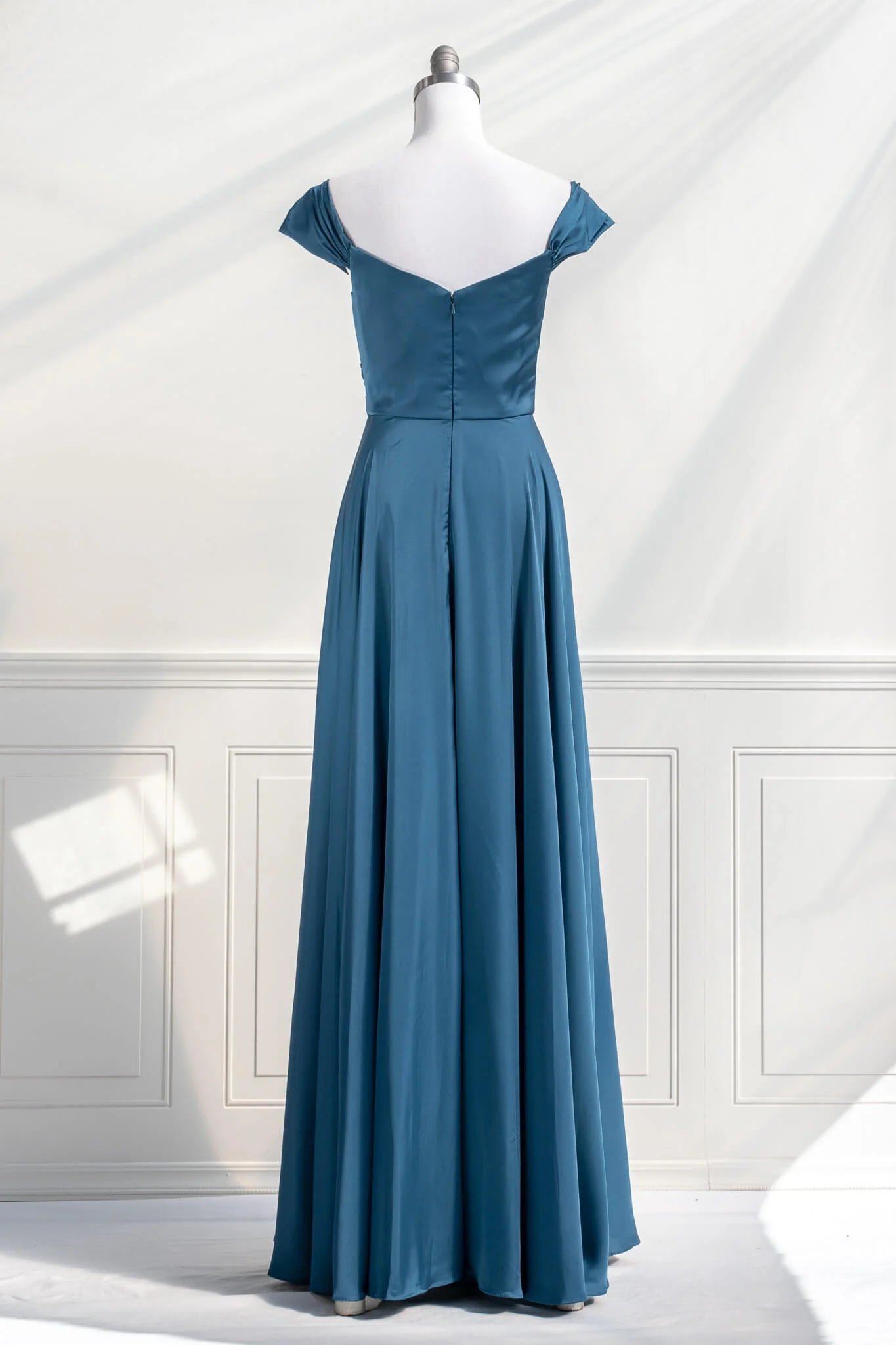 Noble strapless off shoulder satin and floor length dress prom formal dress