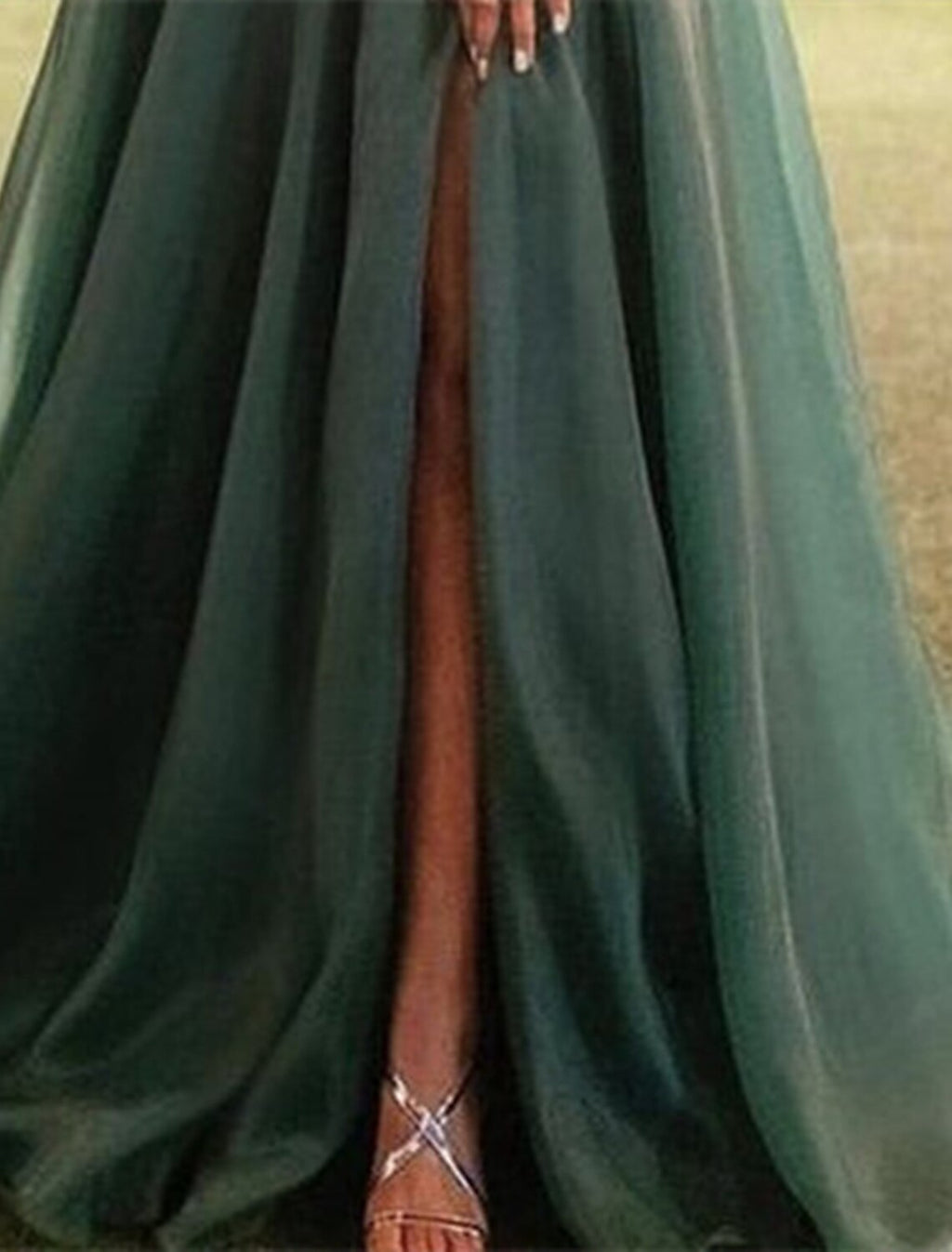Vestido de noche de corte A, rojo y verde navideño, para invitada de boda, graduación, cola larga, manga corta, un hombro, organza con abertura fruncida