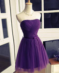 Purple Chiffon Sweetheart A-Line Short Bridesmaid Dress