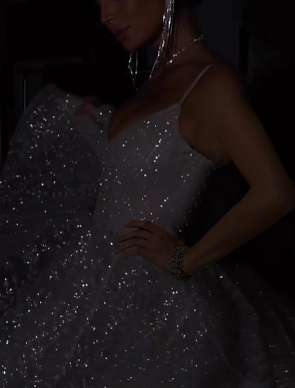 Silver Glitter Sweetheart A-Line Short Dress