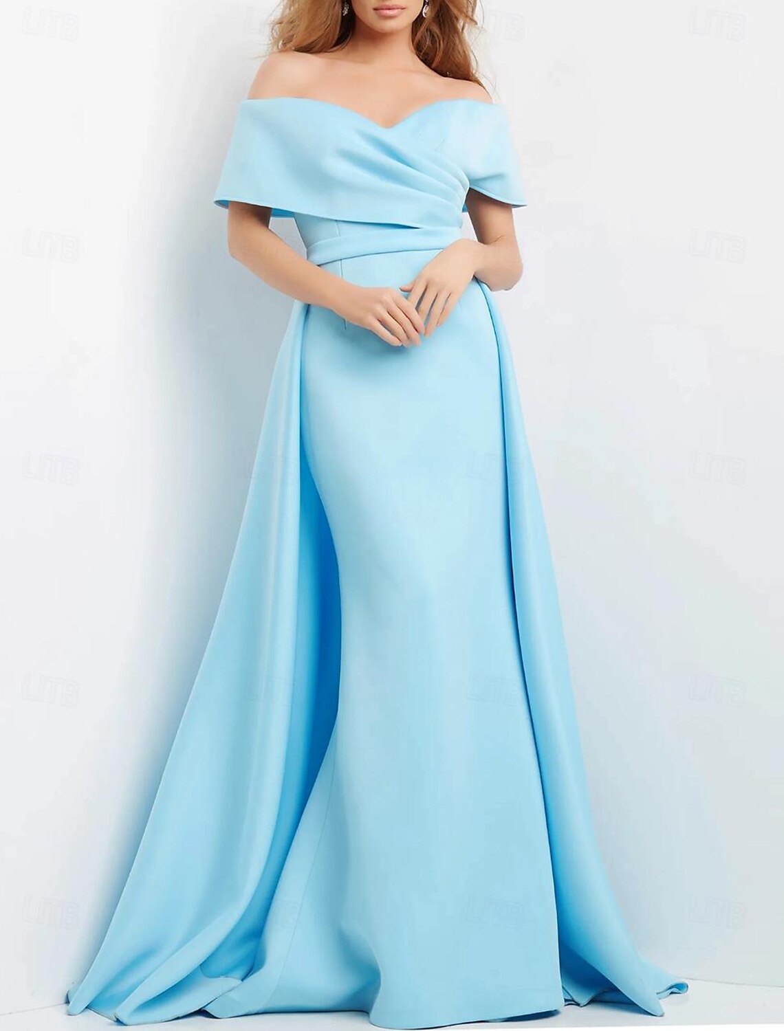Vestido de noche elegante con corte en forma de tubo/columna, vestido formal de boda, largo hasta el suelo, manga corta, escote en forma de corazón, tela con fruncido