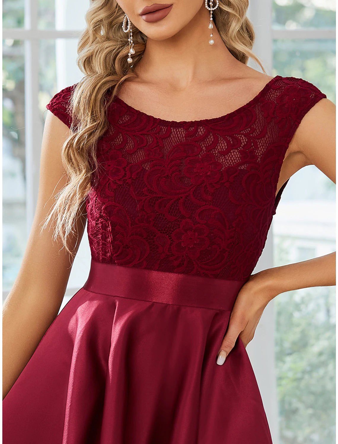 A-Line Wedding Guest Dresses Casual Dress Party Wear Asymmetrical Sleeveless Jewel Neck Satin with Pure Color