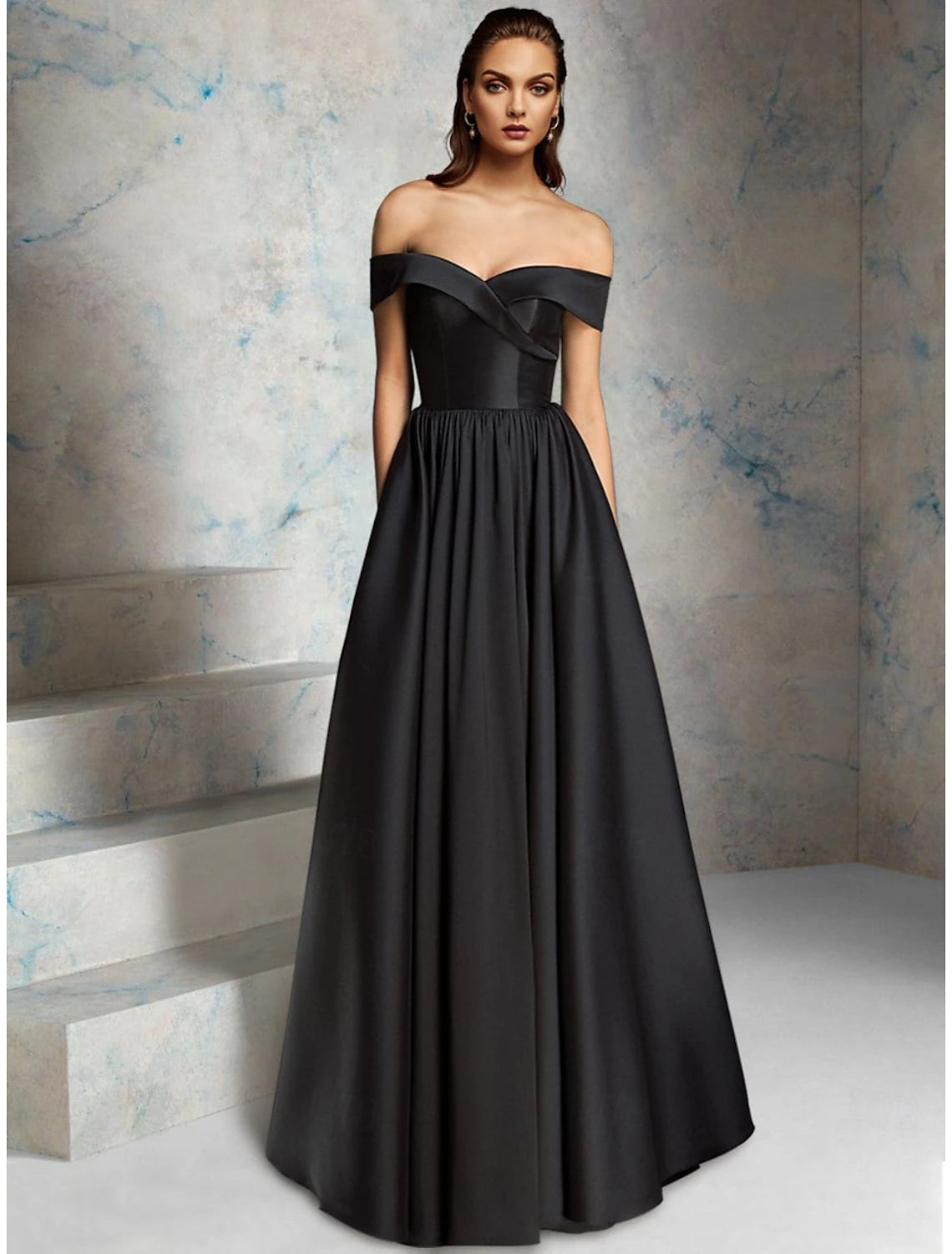 Abiti da ballo a trapezio, vintage, da sera, da festa, da ballo, lunghi fino al pavimento, senza maniche, con spalle scoperte, in raso con incrocio