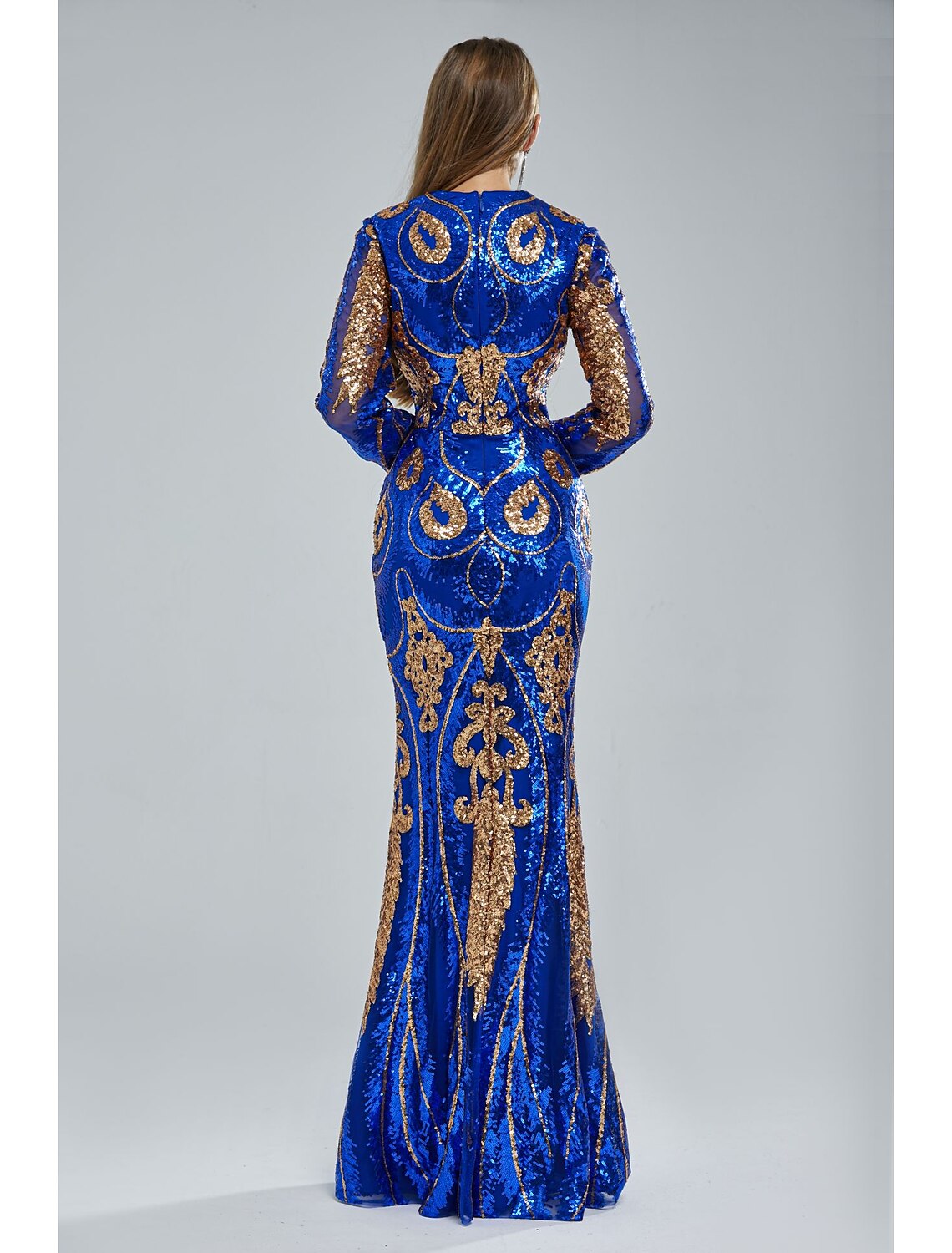 Vestido de noche sirena/trompeta con brillo y destellos, vestido de compromiso formal de noche, cola capilla, manga corta, cuello joya, lentejuelas con lentejuelas