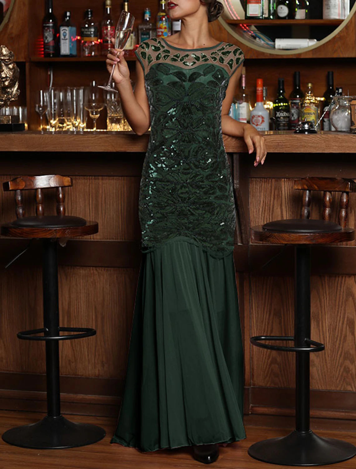 Abiti da festa a trapezio, con scollo a V, senza maniche, con scollo a V, con paillettes e scollo a V, per invitati a nozze e compleanni