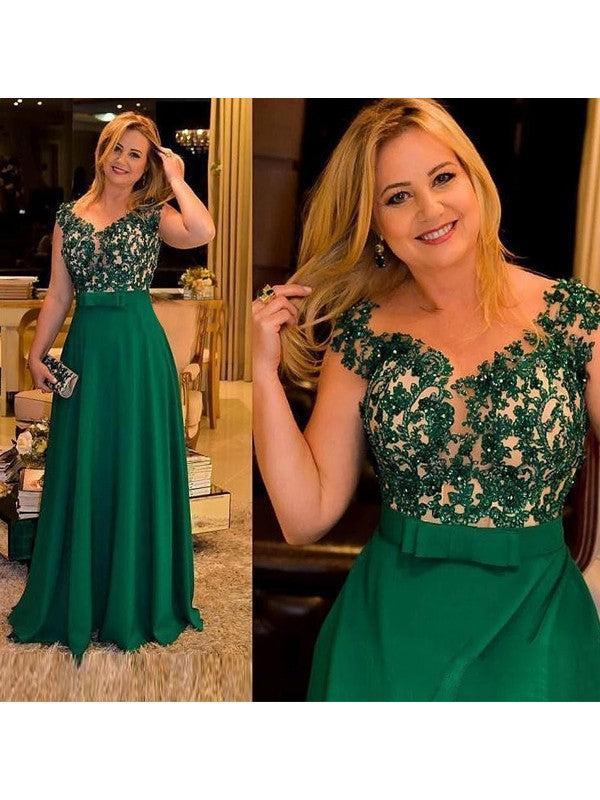 Abiti da sposa lunghi fino a terra, senza maniche, in charmeuse, stile principessa/a, con scollo a V e applicazioni