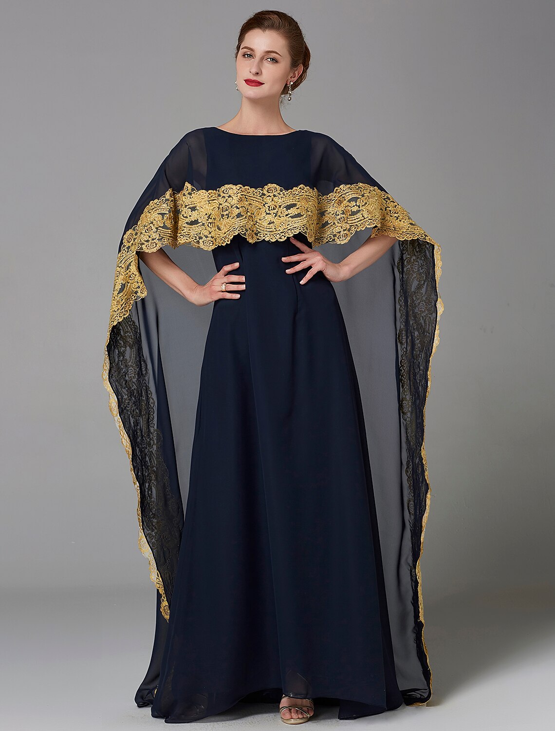 Abito da sposa a trapezio, elegante, in chiffon, con scollo a barchetta, senza maniche, in pizzo, taglie forti