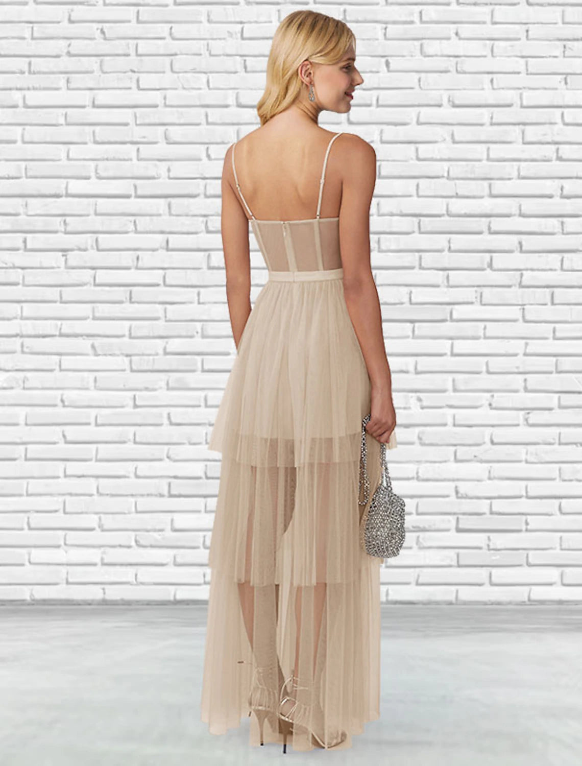 Vestido de fiesta largo hasta el suelo, sin mangas, con escote en forma de corazón, de tul, con espalda descubierta y corte en escalera, color puro, 2025