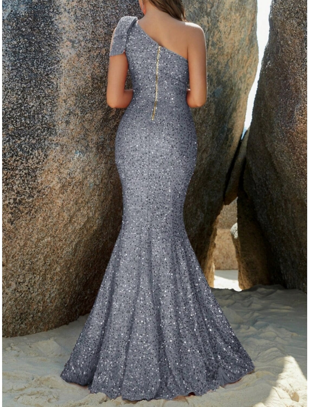 Red Sequin Mermaid Floor-Length Evening Dress