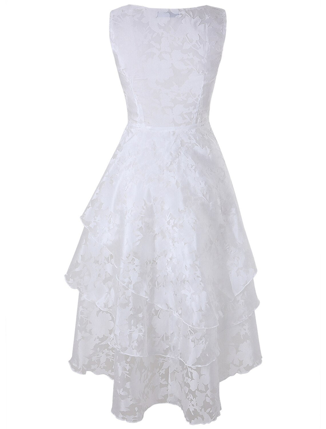 Abito in pizzo da donna, abito da ballo, abito da cocktail, abito midi, bianco, verde, grigio, senza maniche, floreale, in pizzo, estivo, primaverile, autunnale, girocollo, festa, compleanno, sera, festa, ospite di nozze