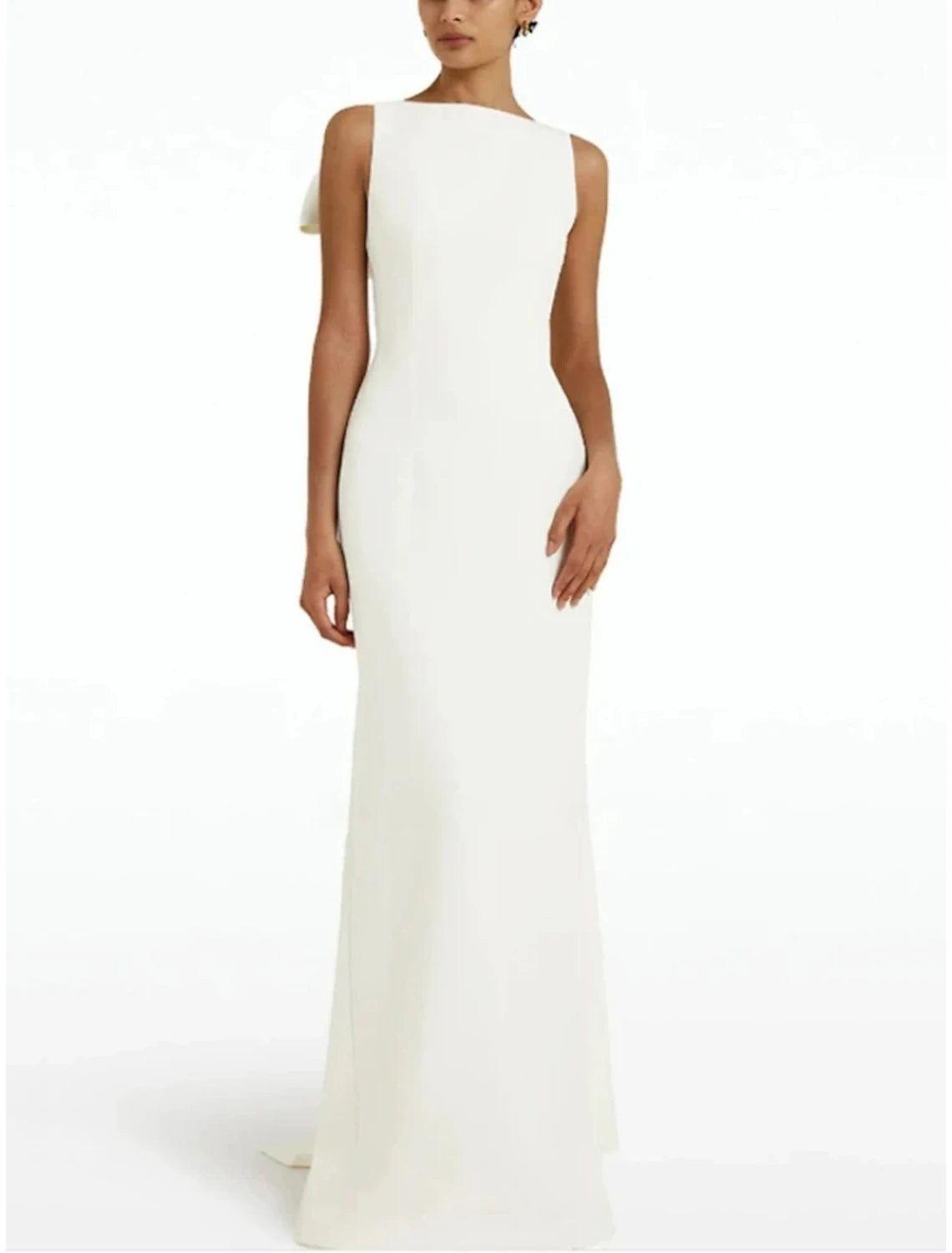 Vestido de noche elegante, de corte tubo, con escote en V, sin mangas, con lazos, color rojo y verde navideño, 2025