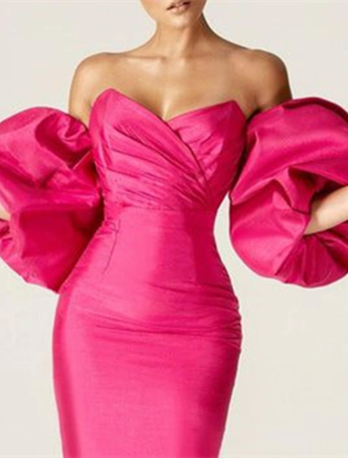 Sheath Party Dress Cocktail Dresses Sexy Dress Wedding Guest Summer Tea Length Short Sleeve Off Shoulder Satin with Ruched 2025