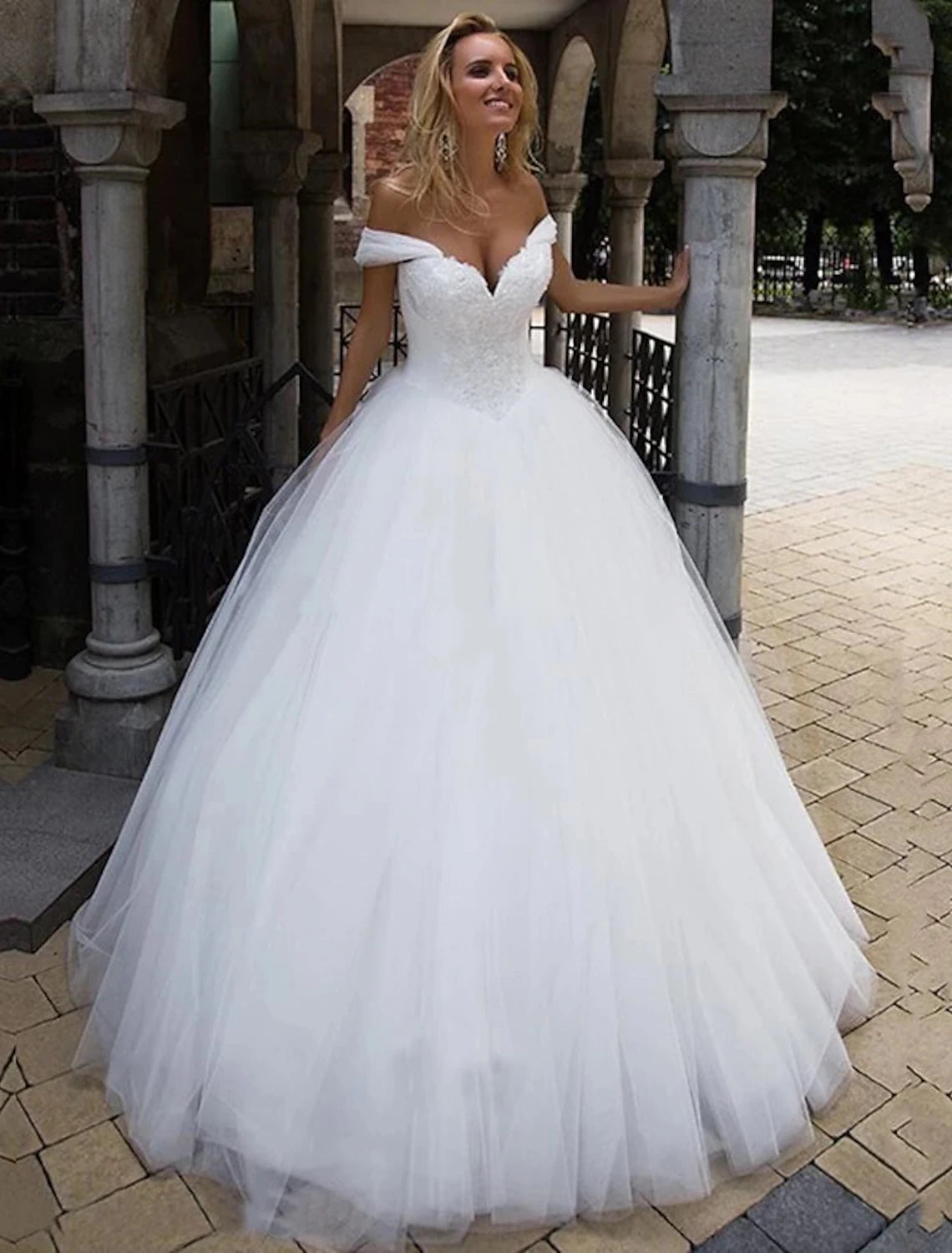Vestidos de novia con hombros descubiertos, mangas cortas, cola capilla, tul, para fiesta de bodas de verano, ropa de mujer