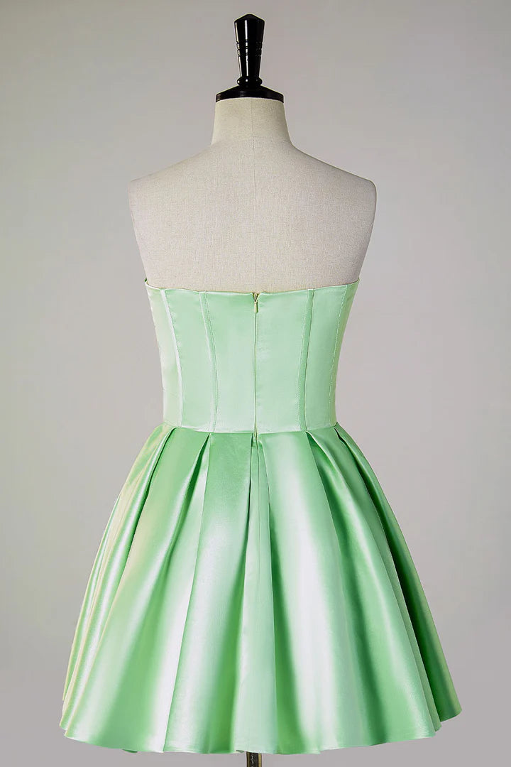 Abito a trapezio con perline, trasparente, senza spalline, aderente, per il ritorno a scuola 