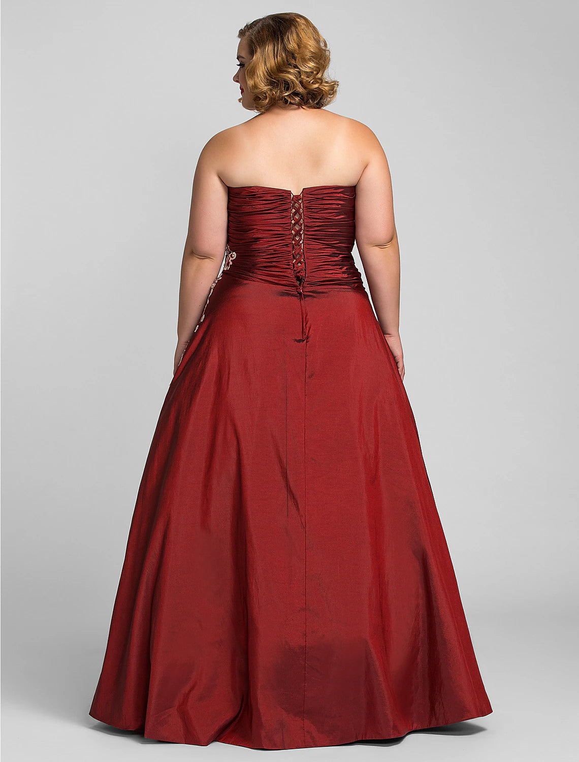 Burgundy Satin A-Line Sweetheart Floor-Length Evening Dress