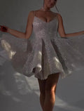 Silver Glitter Sweetheart A-Line Short Dress