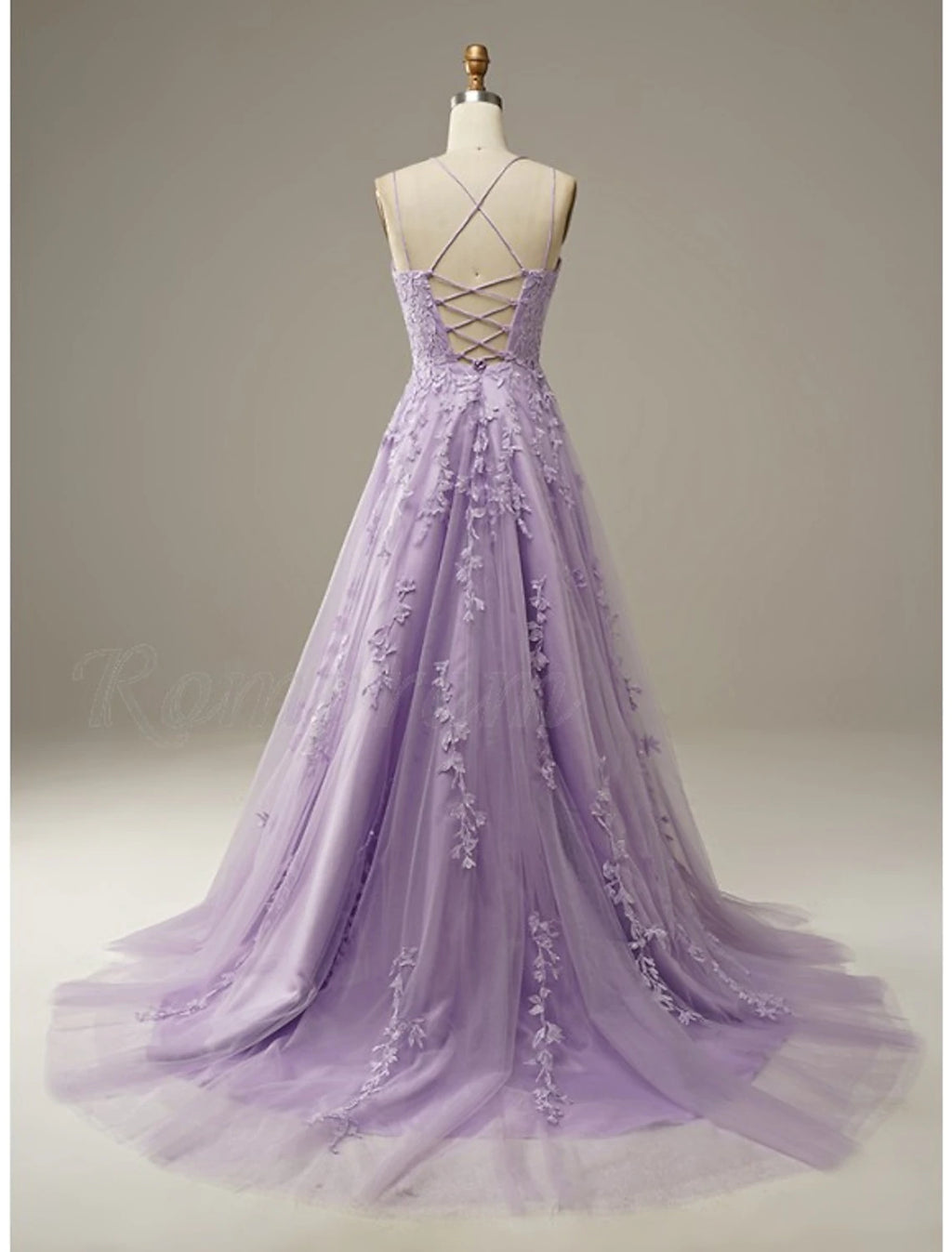 Abiti da ballo a trapezio, abiti floreali, abiti da cerimonia, da ospite, strascico a cappella, senza maniche, spalline sottili, in tulle con applicazioni
