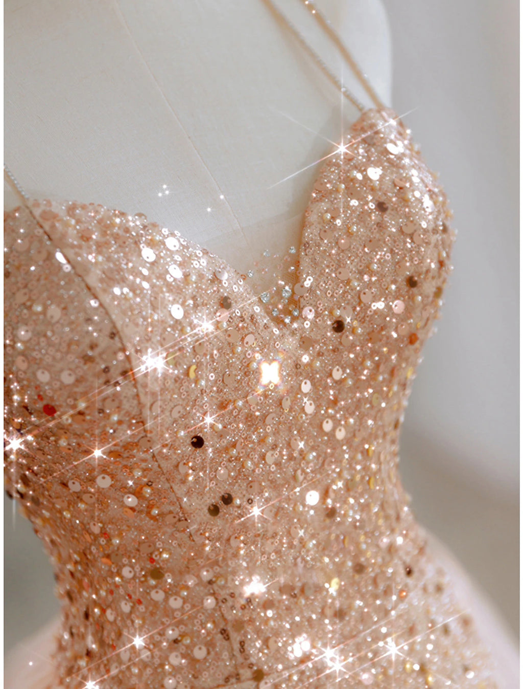 Rose Gold Sequin Sweetheart Sheath/Column Floor-Length Evening Dress