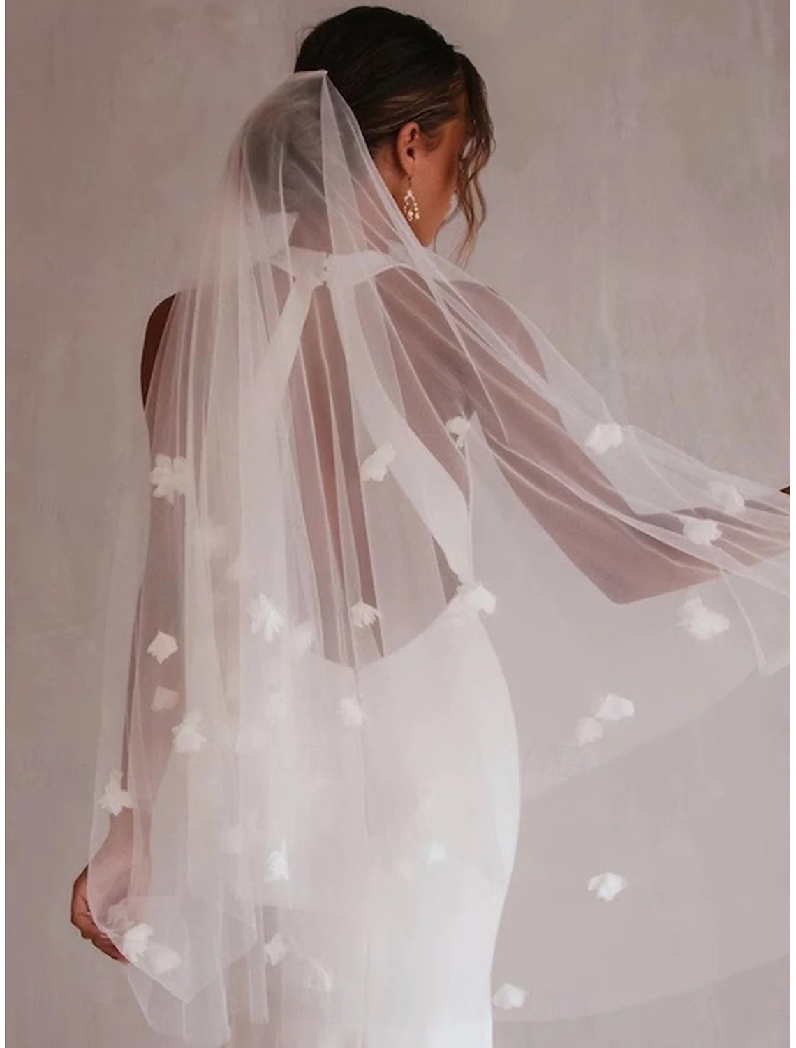 Jimiss - Velo de novia de una sola capa, contemporáneo y de moda, con lazo.