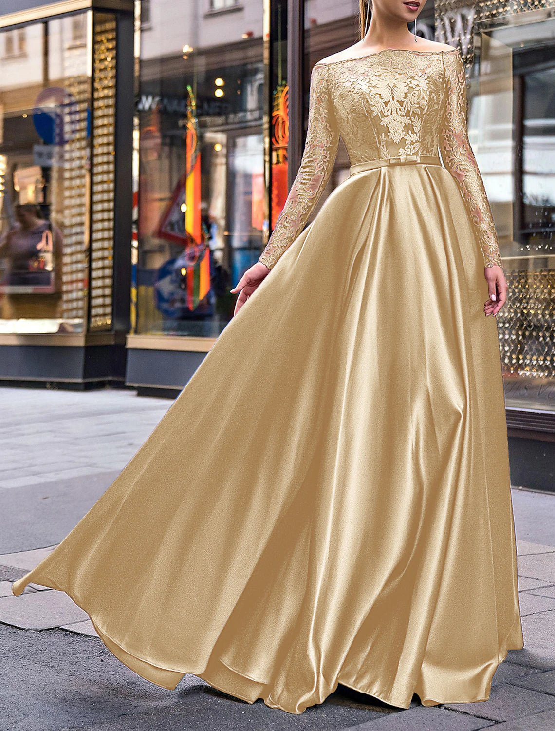 A-Line Evening Gown Party Dress Christmas Red Green Dress Elegant Dres – JiMiss Dresses
