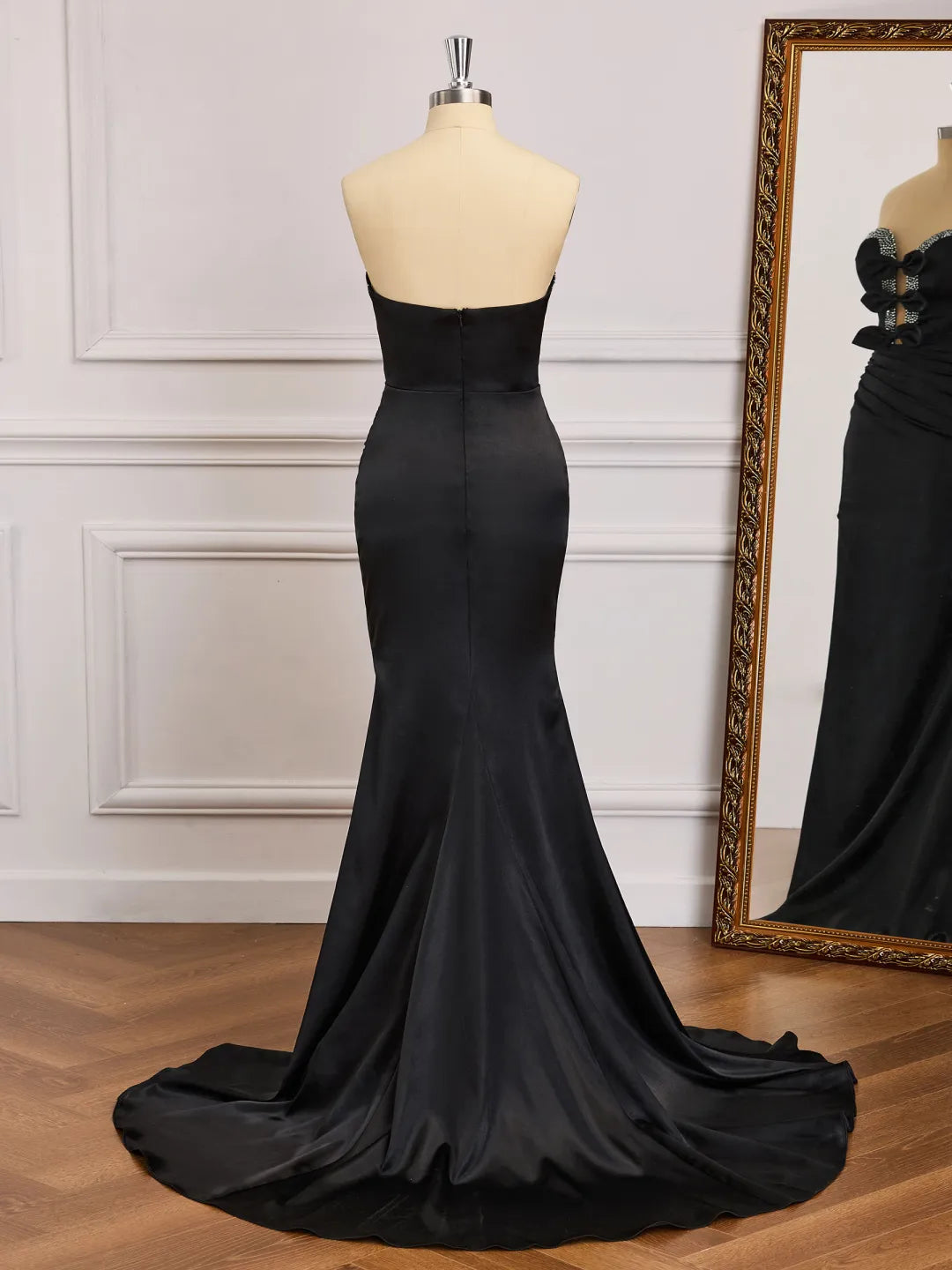 Elegant Mermaid Strapless Sweetheart Sleeveless Zipper Back Train Prom Gown