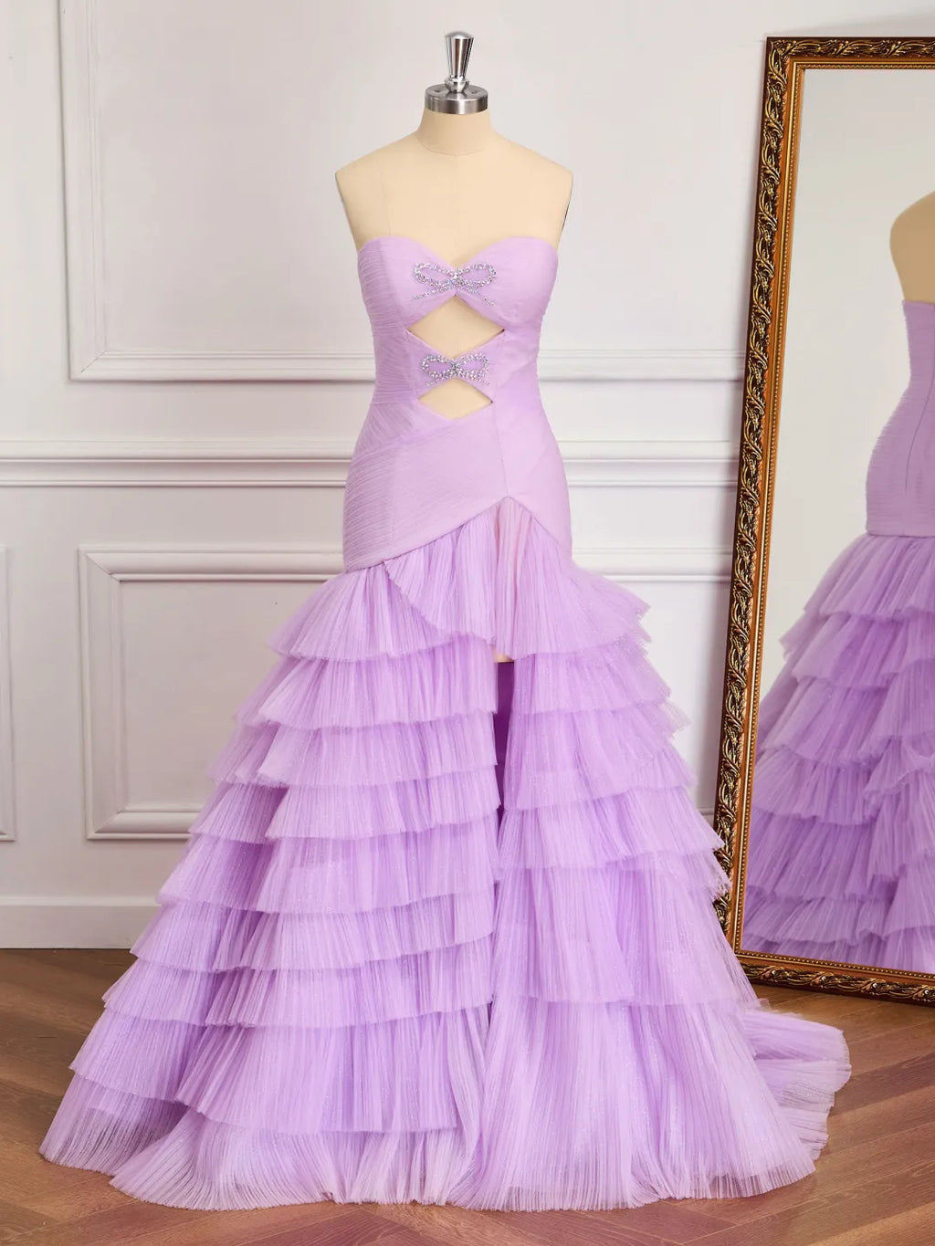 Tiered Mermaid Sweetheart Strapless Zip Back Long Prom Gown