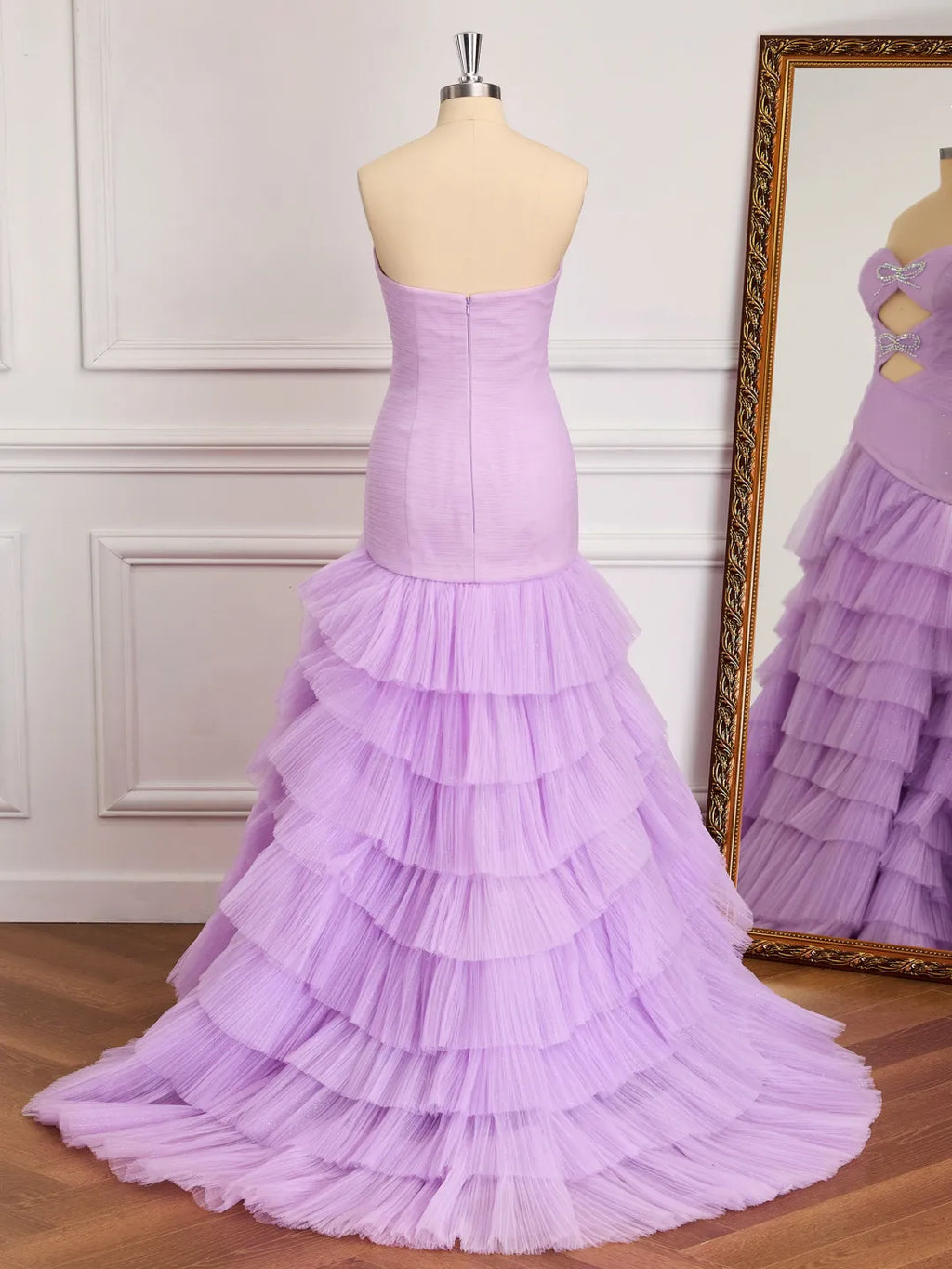 Tiered Mermaid Sweetheart Strapless Zip Back Long Prom Gown